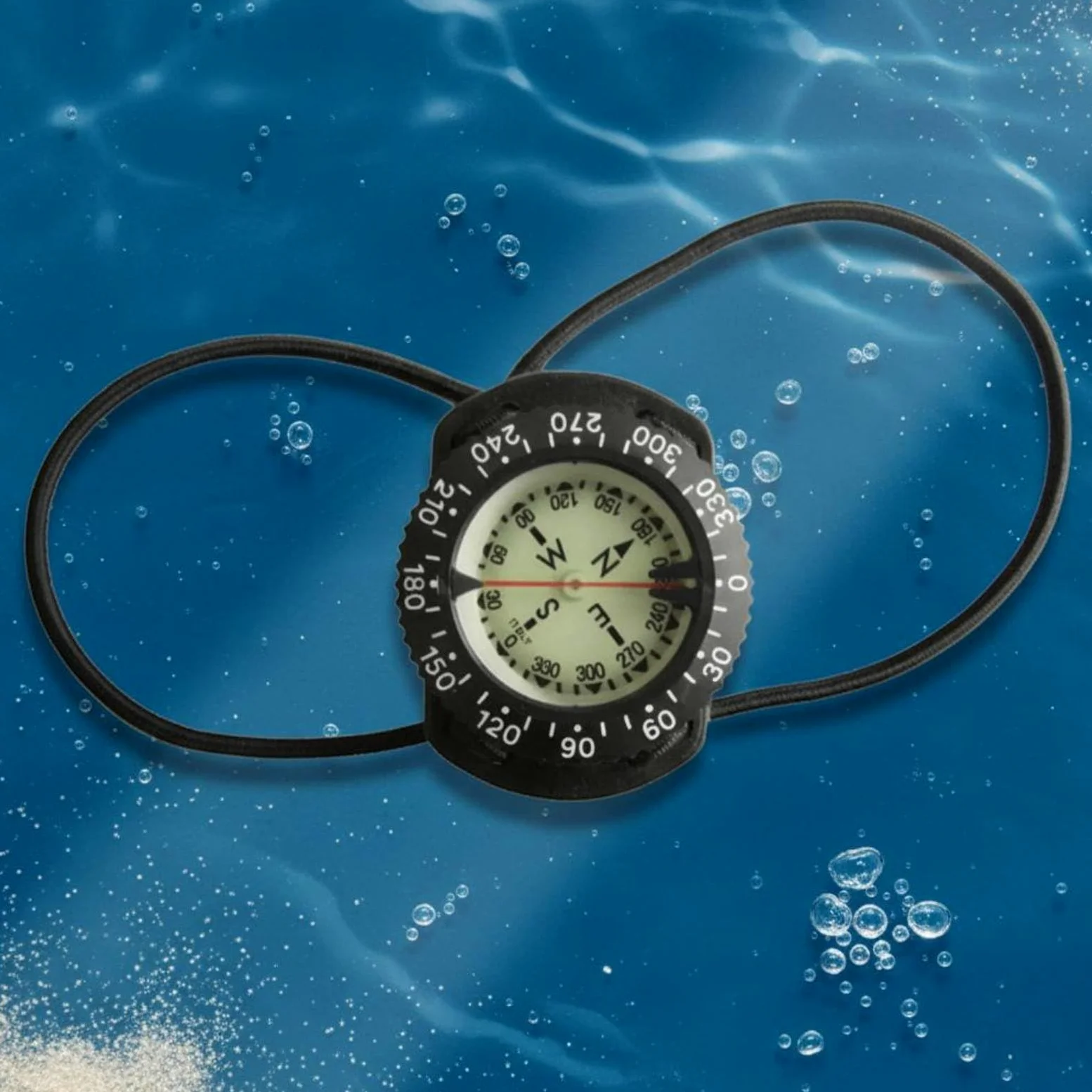 kowaku Brújula de Bungee para Buceo Brújula Instrumento de Navegación Orientación Llenada de Líquido con Dial Lateral Magnética Fijación Elástica Adecuada