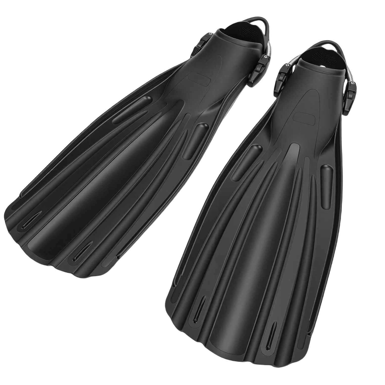 Aletas de Apnea Profesionales Negras S |Aletas Largas Ajustables de TPR para Nadar con Snorkel y Bolsa con Correas