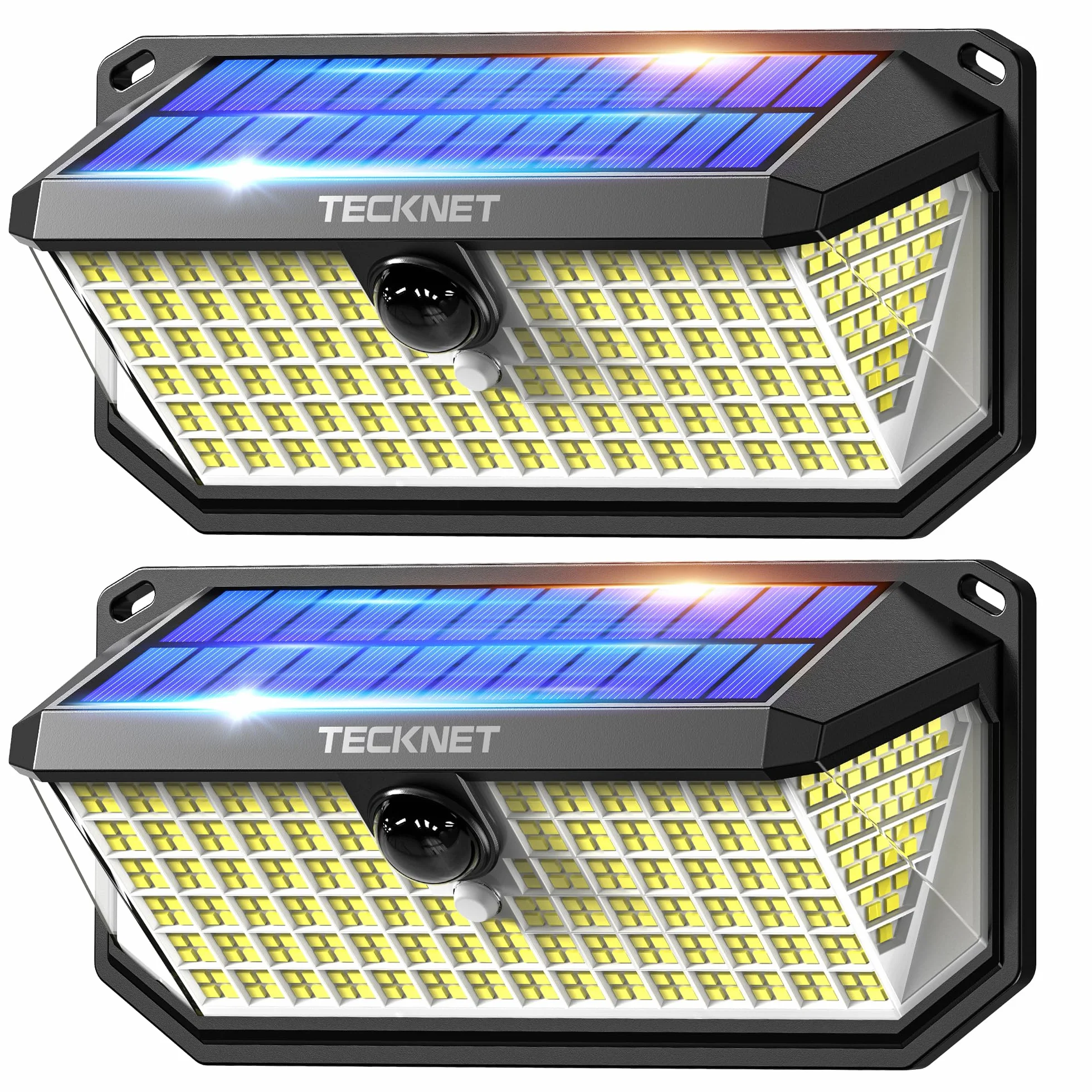TECKNET Focos Led Exterior Solares, 4200lm 416 LED, 300° Movimiento, 3 Modos, IP66, 2 Paquete
