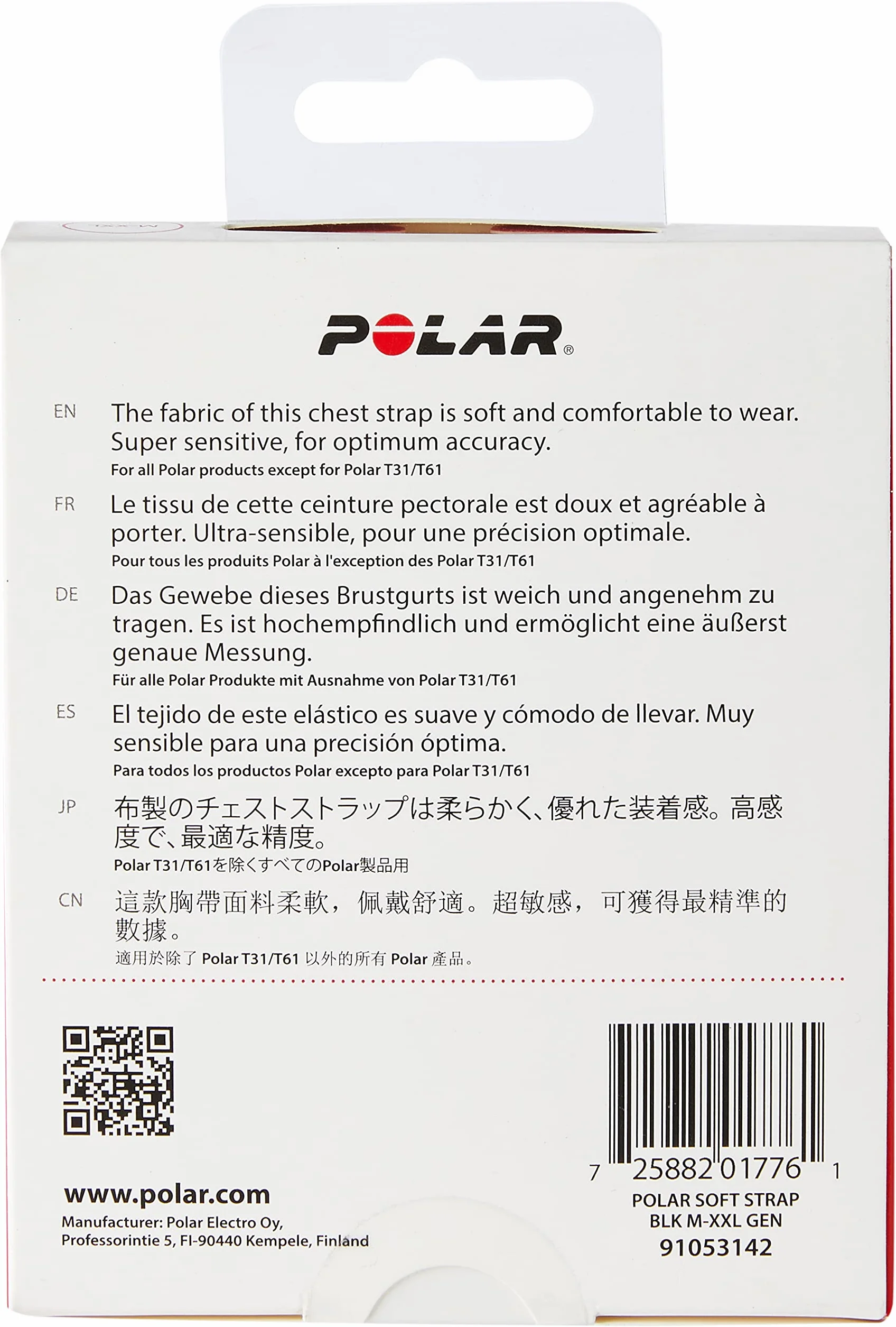 Polar Electro GmbH Soft Strap Black M – XXL