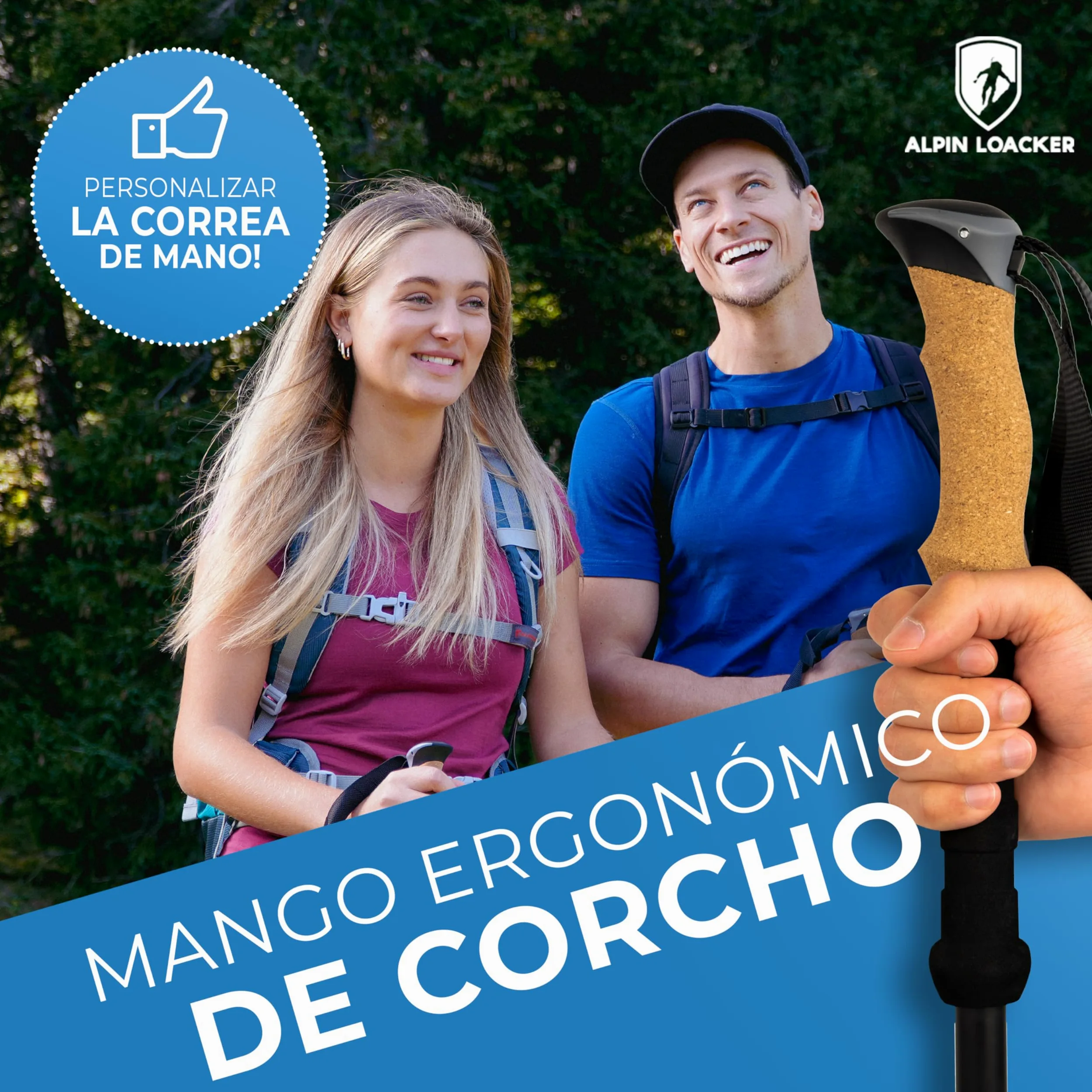 Alpin Loacker Bastones de Trekking Plegables en Carbono y Aluminio | Ligeros, Resistentes y Regulables, Multiusos para Alpinismo, Nordic Walking, Esquí y Trail Running