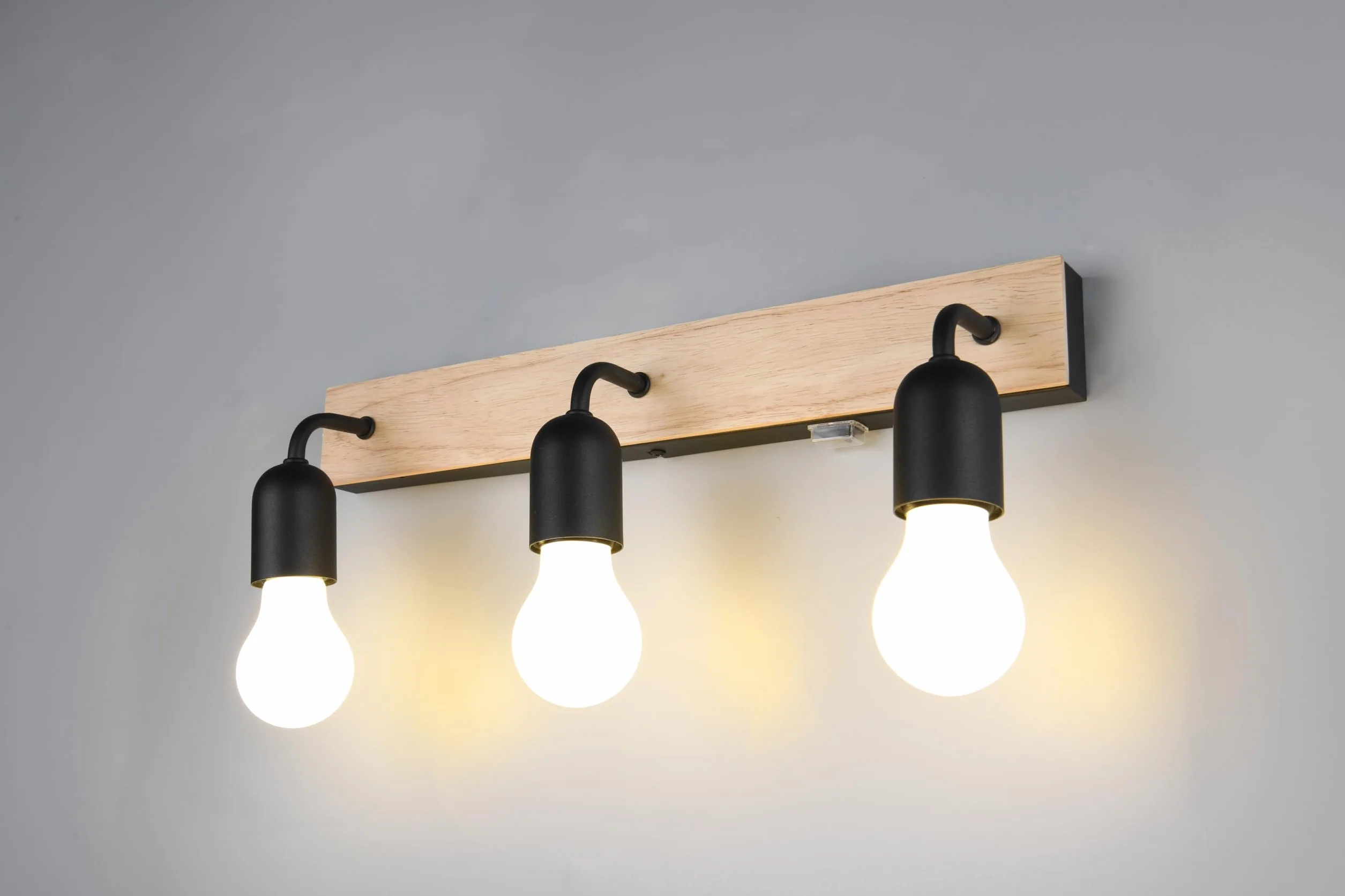 Trio Leuchten Aplique de baño ARTURO 284470332 metal negro mate madera natural E27