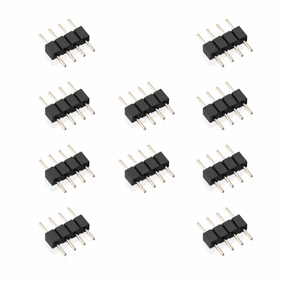 10er Pack 4 polos Pin conectores enchufe pines soldadura tira RGB LED SMD 5050 3528