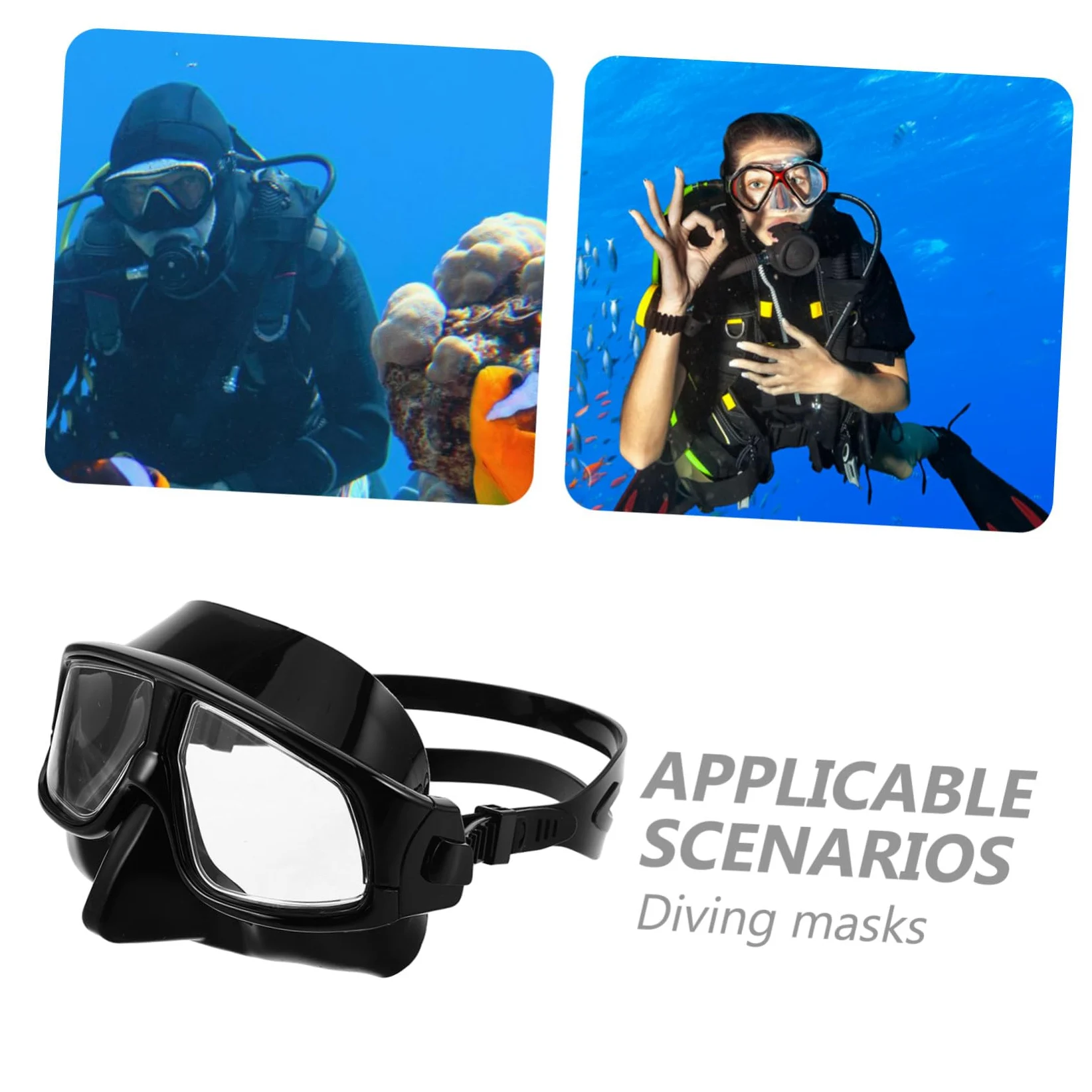 Máscara de Snorkel de Gran Visión Volumen para Adultos | Silicona Negra, Uso en Piscina y Snorkel, Diseño con Cubierta Nasal y Ajuste Cómodo