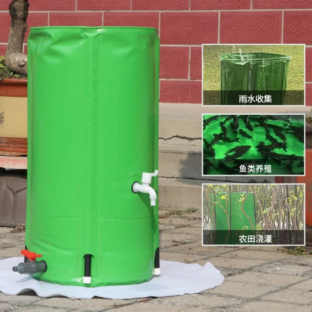 Cubo de recogida de agua de lluvia al aire libre Cubo de almacenamiento de agua de jardín Cubo de recogida de agua de lluvia plegable de PVC (color: verde, tamaño: 750 L)