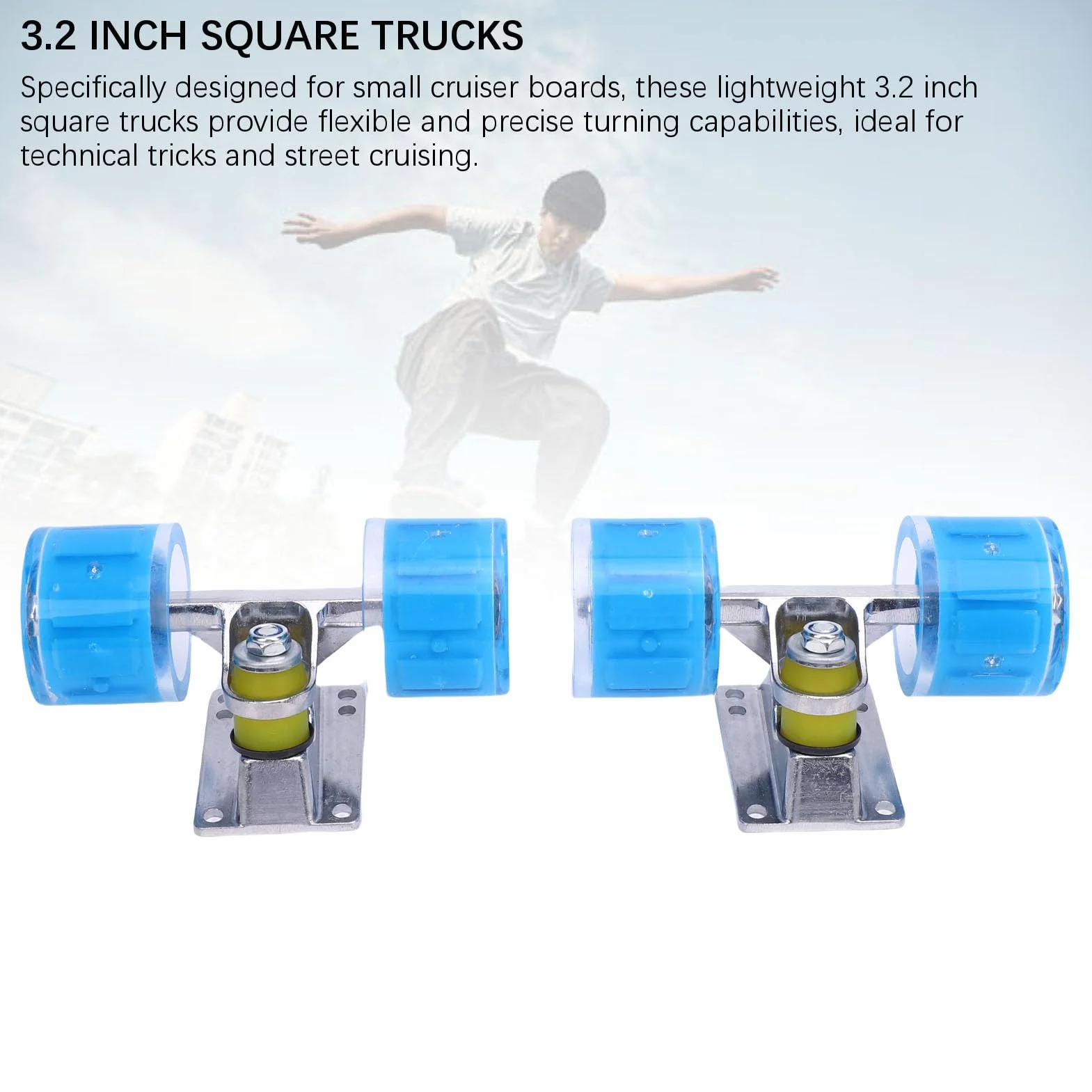 Fockety Juego de Ejes y Ruedas para Patineta Longboard (55 X 45 mm), Juego de Ruedas y Ejes de Aleación de Aluminio, Kit de Hardware Básico para Cruiser