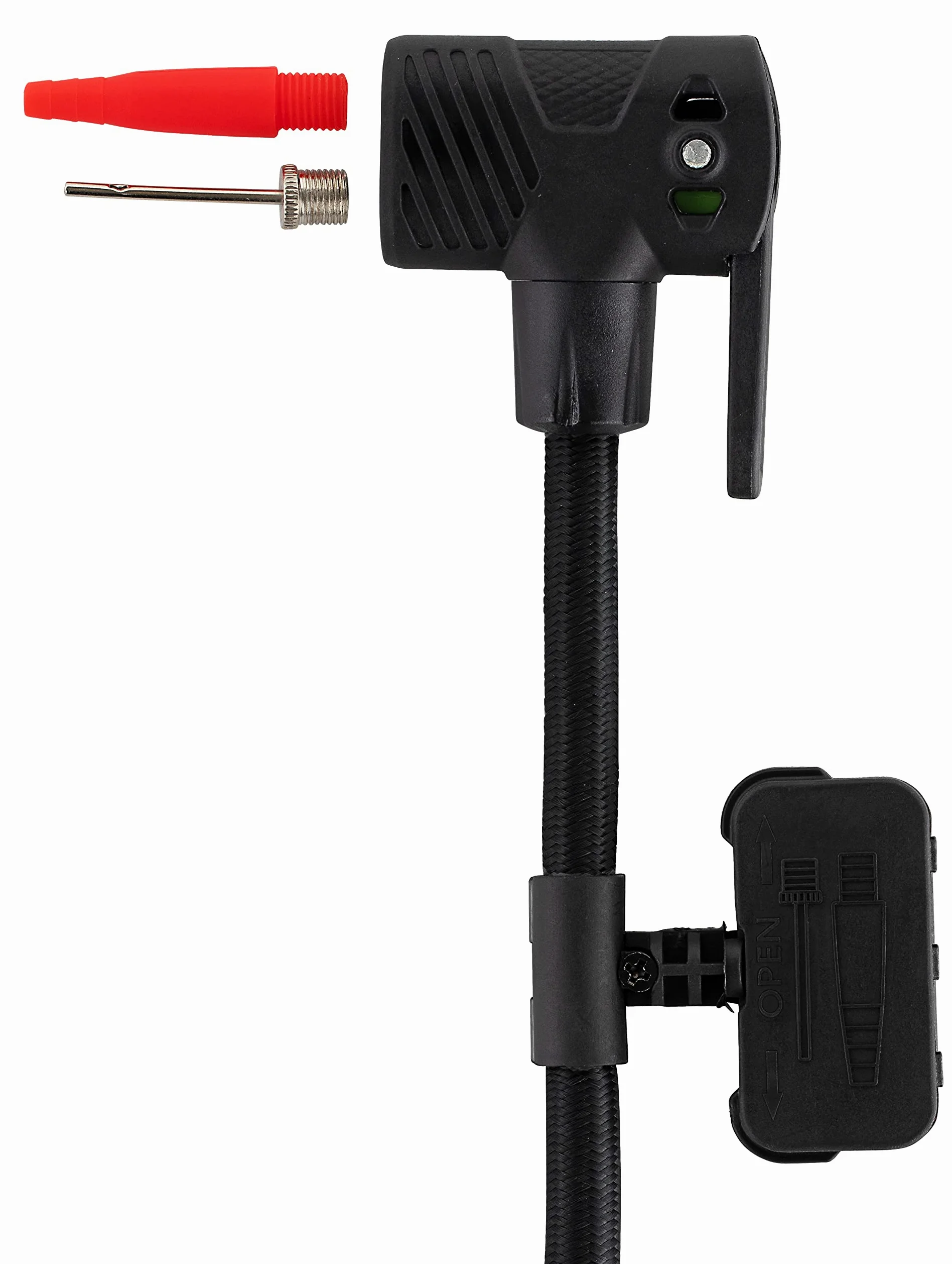 Schwinn Bomba de Bicicleta con Base de Aire, Cabezal de Bomba Doble, se Adapta a válvulas Presta y Shrader, MAX PSI 100, Manguera de Tela de 23 Pulgadas, Calibre fácil de Leer, Gris