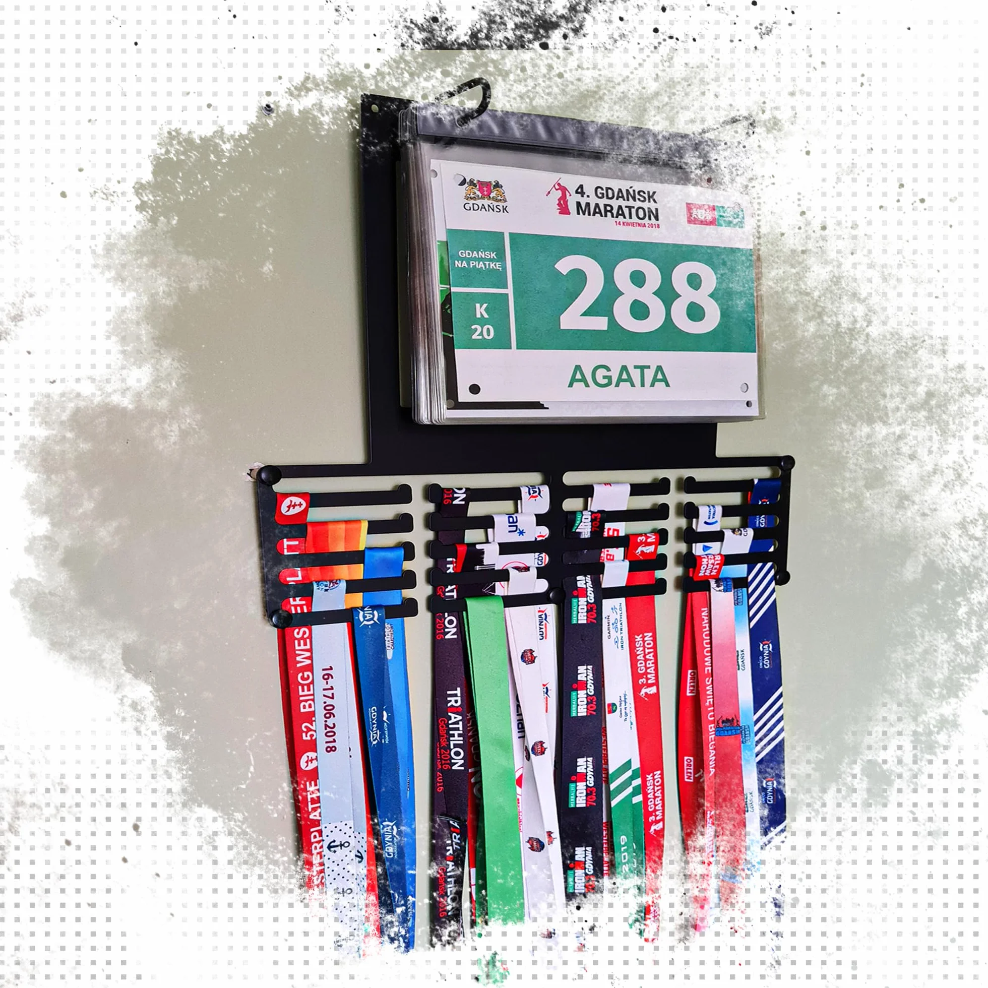 Soporte para medallas y número de inicio 40 x 35 cm para correr