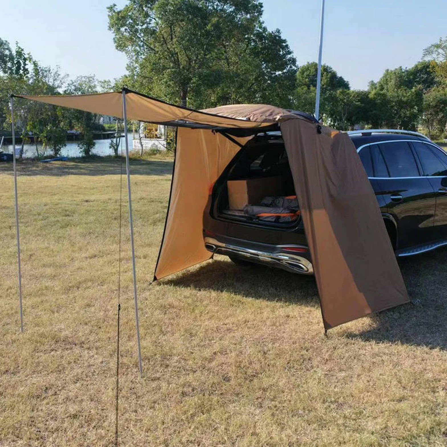 Tienda Para Puerta Trasera SUV - Poliéster 190T 190x130cm Impermeable | Toldo Trasero Para Coche Con Postes De Soporte, Refugio Para Acampar A Prueba De Viento Para SUV, Sedán, Camioneta, Furgoneta, V