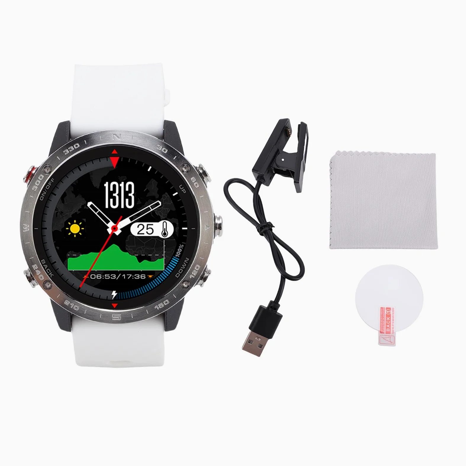 Reloj Inteligente de Buceo 50M |Rastreador de Ejercicios con Barómetro con Sensor de Profundidad, Pantalla de 1,3 Pulgadas para Nadar, Correr, Hombres y Mujeres Al Aire (White)