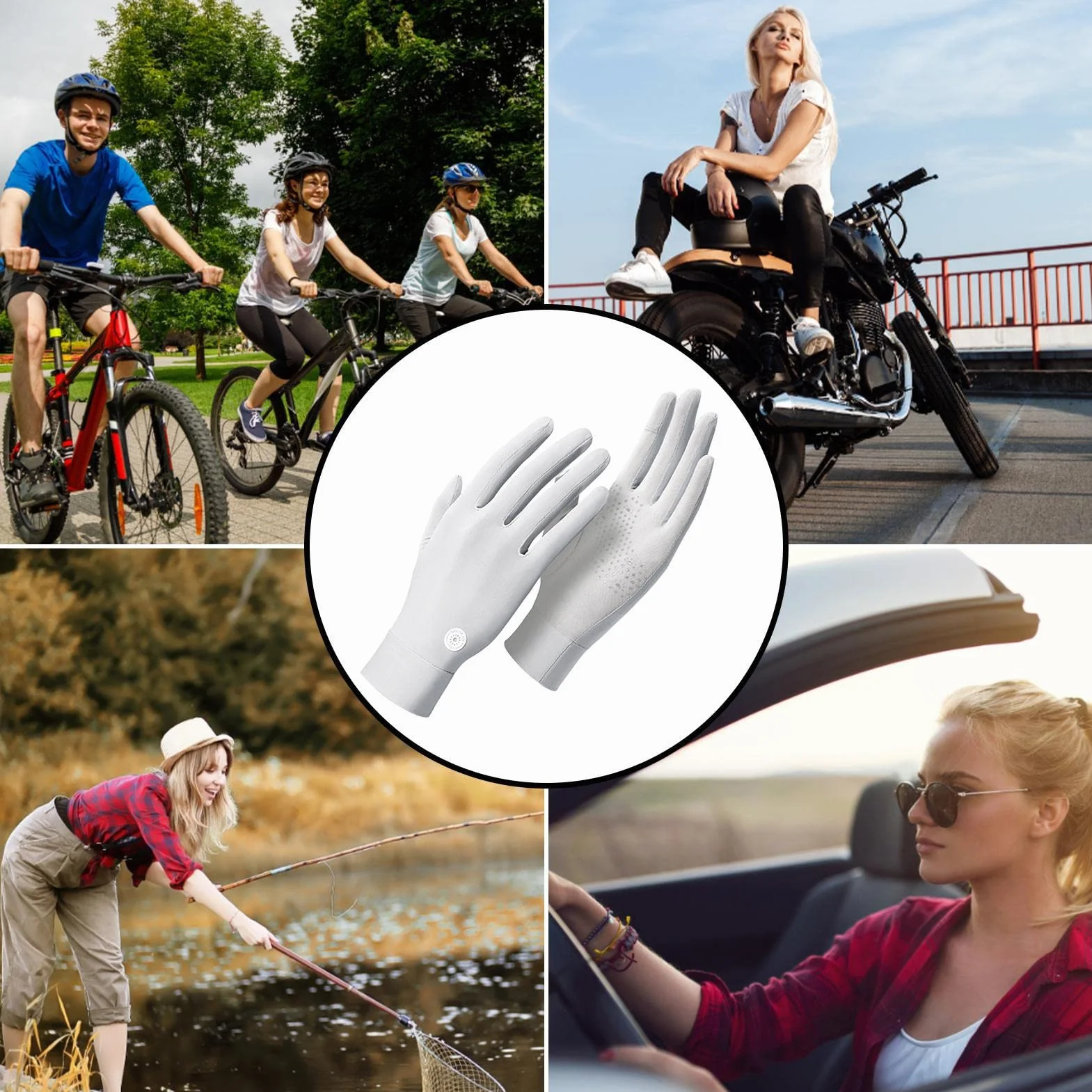 Guantes FPS | protección Solar Transpirables Ice Feeling Thin UPF 50+,navegación, conducción Hombres para Remo, Kayak, conducción, Remo, piragüismo