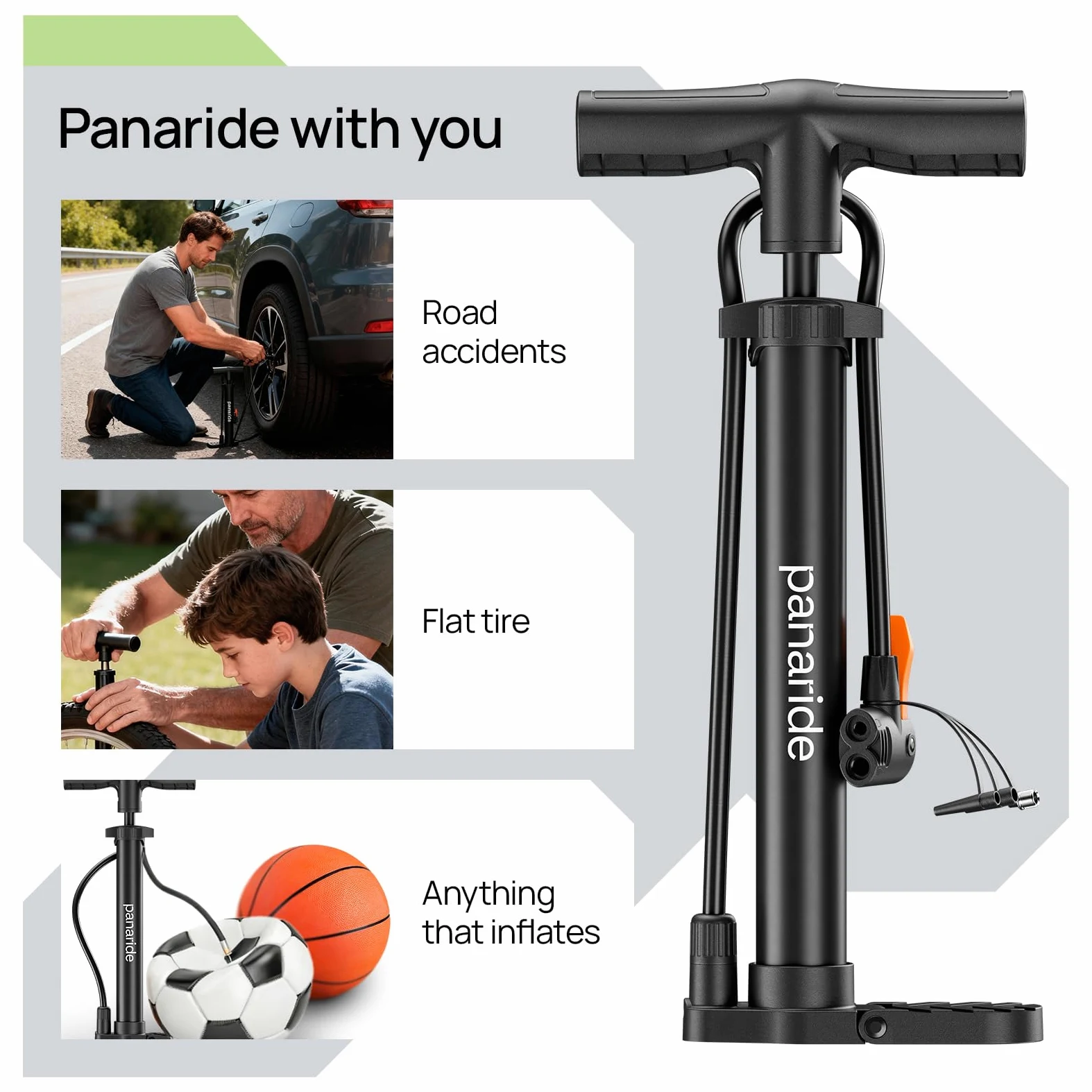 Bomba de suelo para bicicleta, inflador avanzado de neumáticos de bicicleta, bomba de aire manual para bicicleta con válvulas Presta y Schrader dobles, bomba de mano para bicicleta, adecuada para