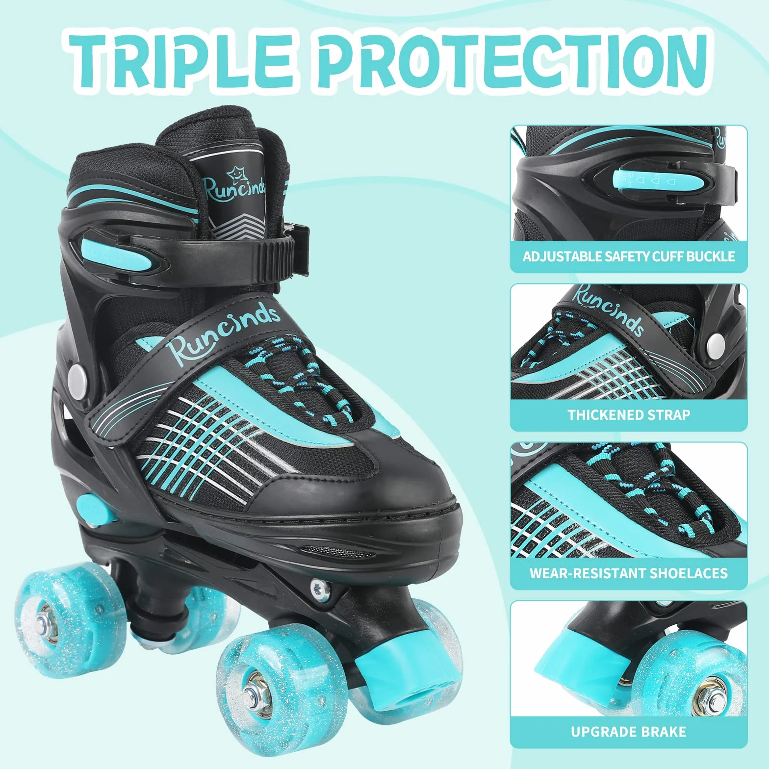 Patines en Paralelo Ajustables para Niños con Ruedas Iluminadas