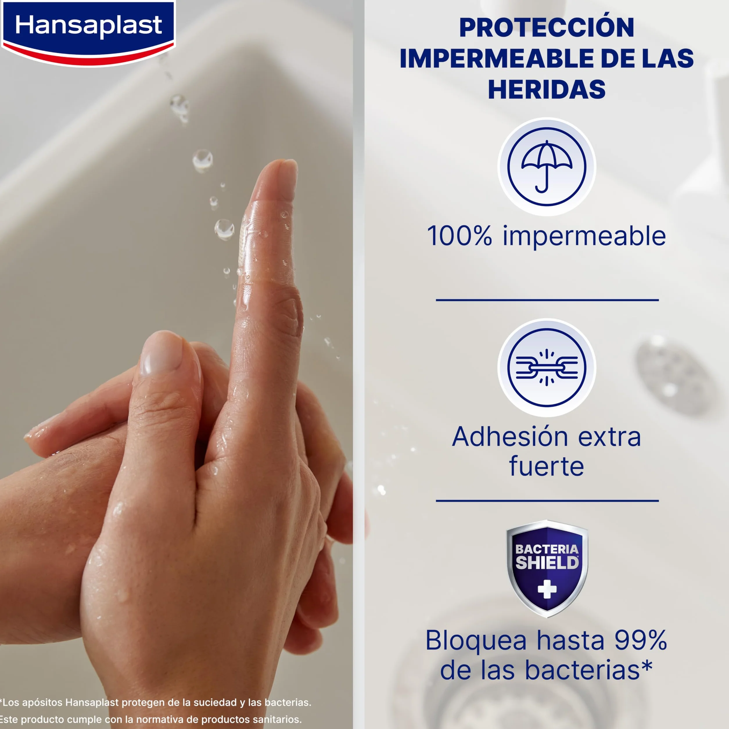 Hansaplast Aqua Protect Apósitos impermeables para heridas, adhesión extrafuerte, 20 unidades