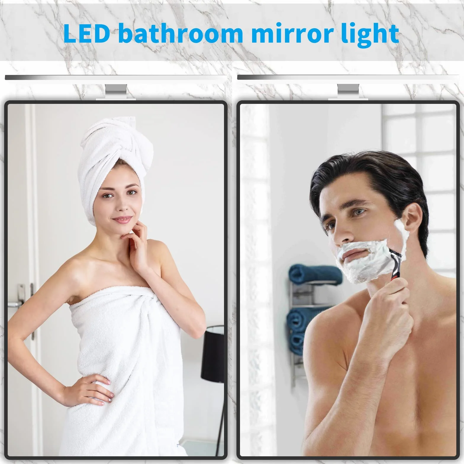 Aourow Lampara Espejo Baño 10W 40CM 820LM Aplique LED Blanco frío 6500K Resistente al Agua CLASE II