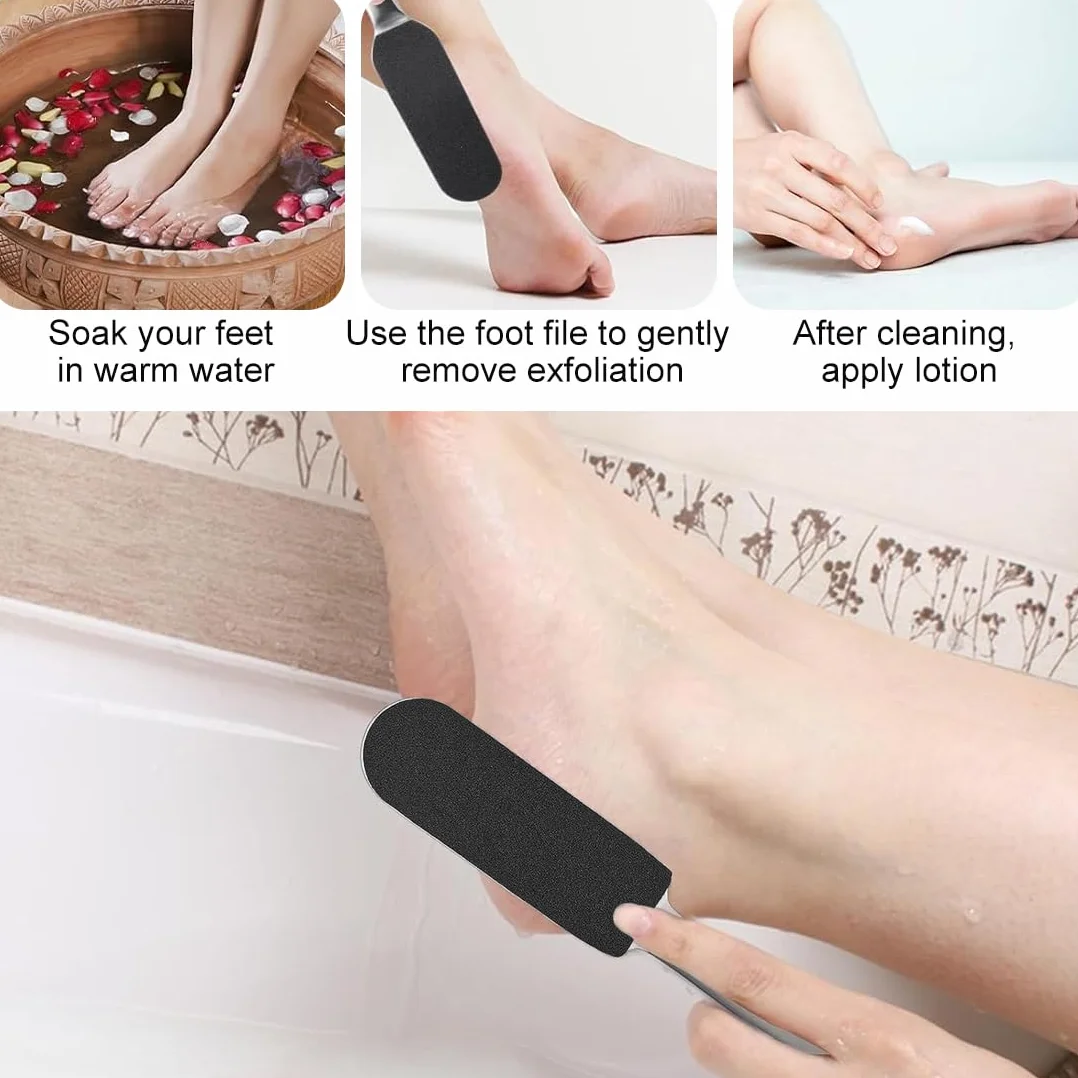 Lima para pies de acero inoxidable con 20 recambios, removedor de callos para pedicura