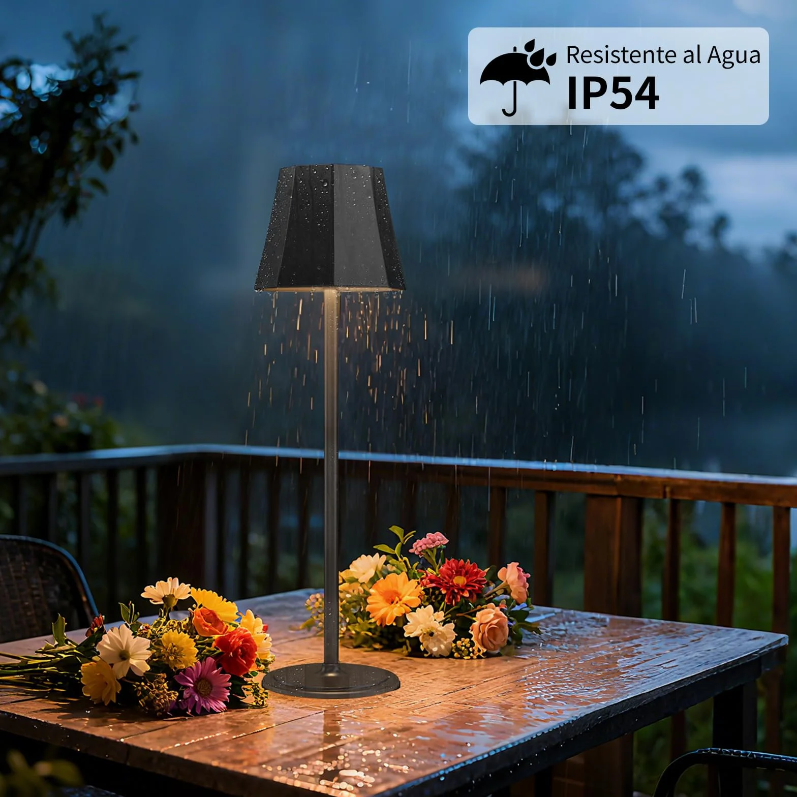 Suright Lámpara de Mesa Sin Cable 3 Temperaturas de Color RGB Recargable Brillo Ajustable 2 Alturas IP54 Impermeable