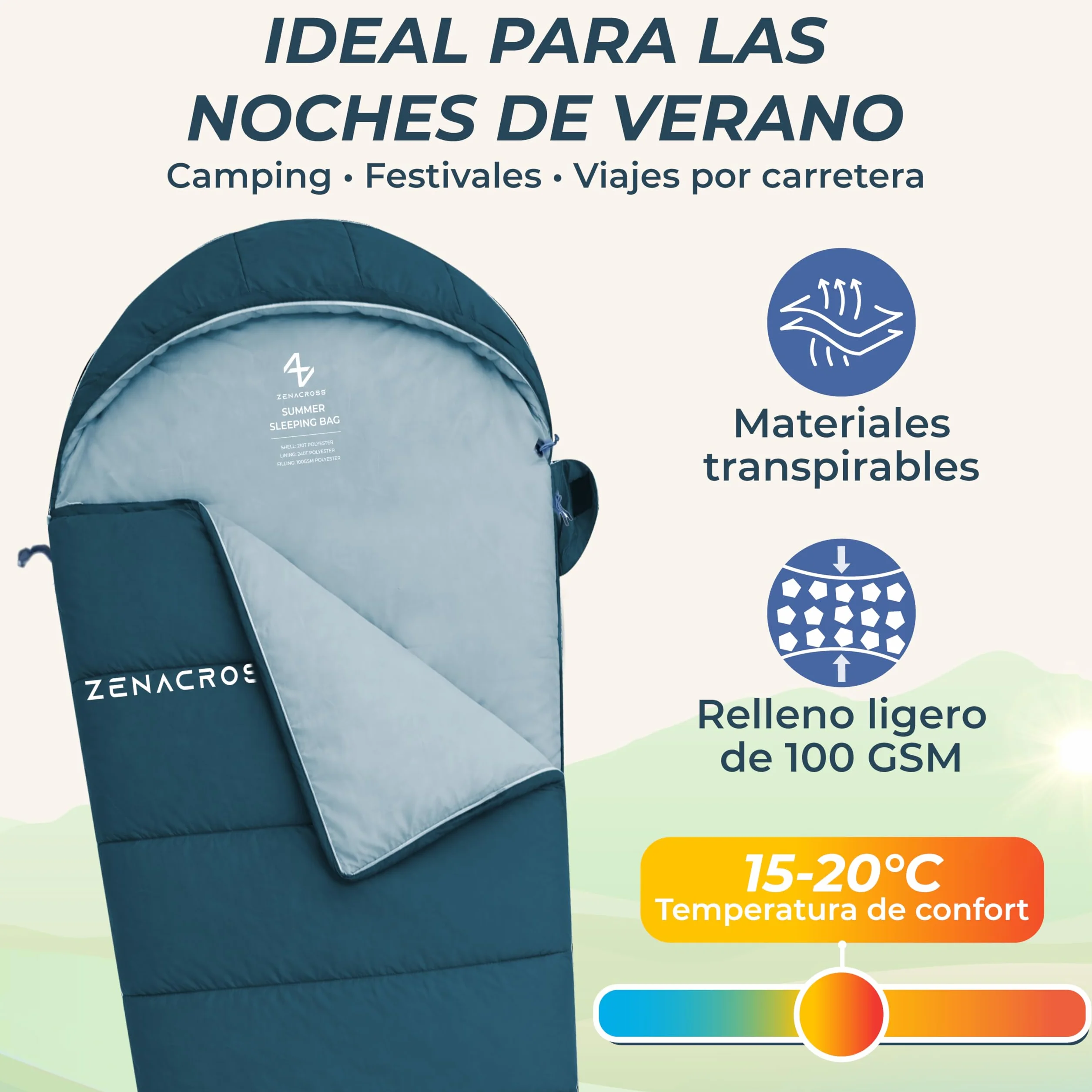 Saco de Dormir Adulto - Saco Dormir Ultraligero & Compacto per Vivac, Campismo e Montaña