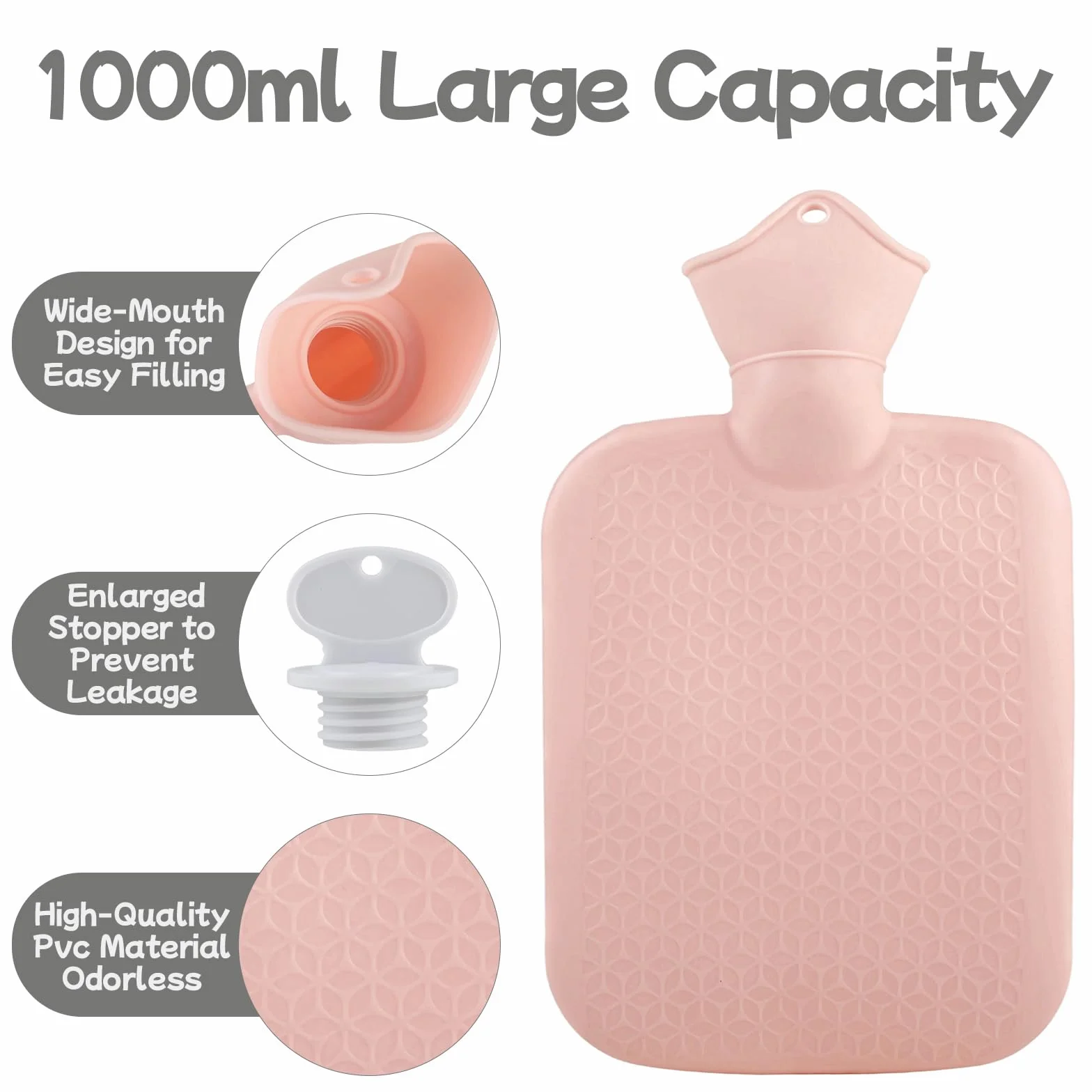 Bolsa de agua caliente Koala 1L 120cm con funda y cinturón lumbar