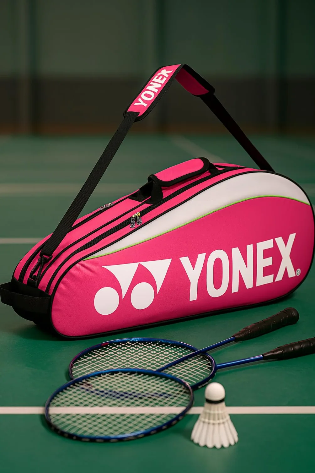 YONEX Bolsa bádminton 6 raquetas 3 bolsillos azul negro rojo amarillo rosa verde
