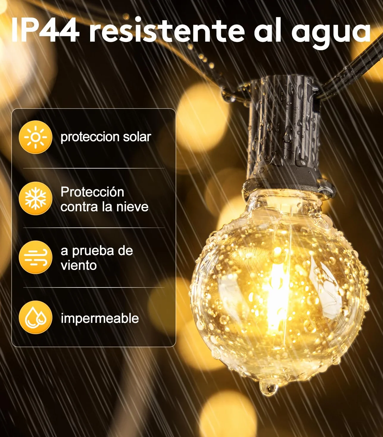 LED Guirnalda Exterior 30M G40 100ft Bombillas Impermeable para Jardin Terraza Decoracion