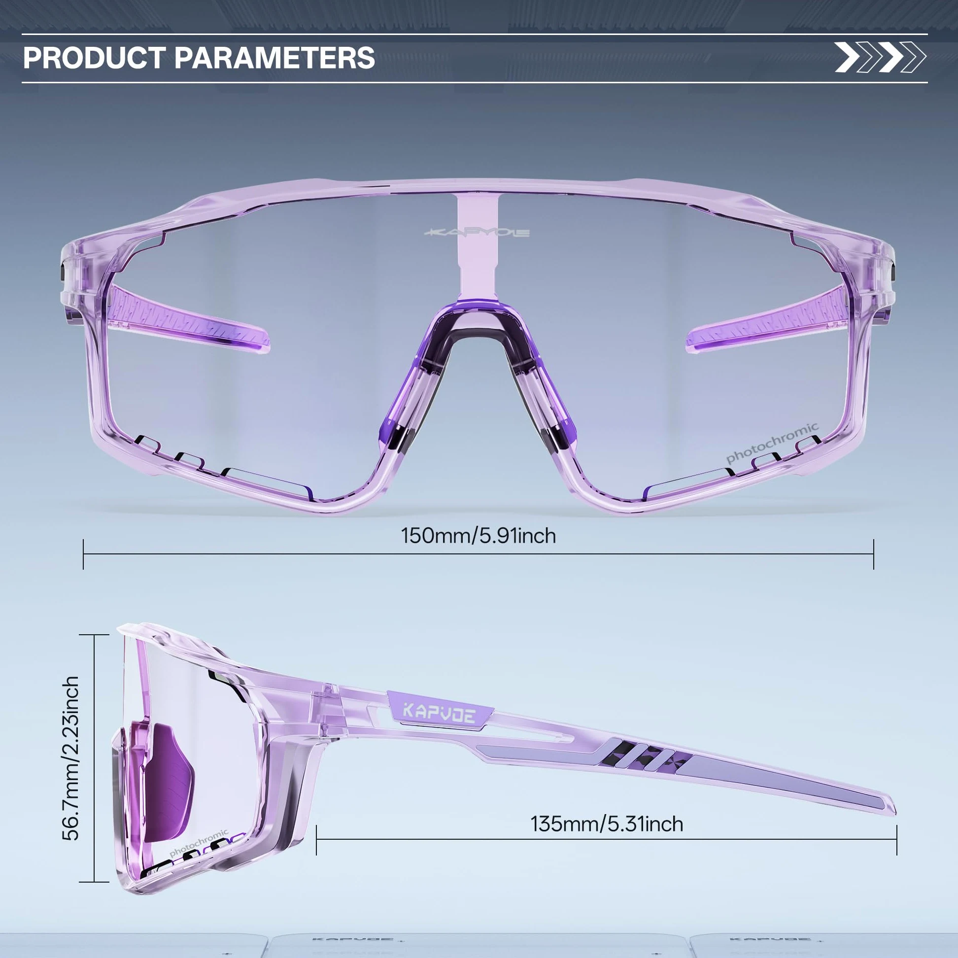 KAPVOE Gafas de Ciclismo Hombre Mujer K76 | Montura TR90, almohadilla nasal ajustable para ciclismo.