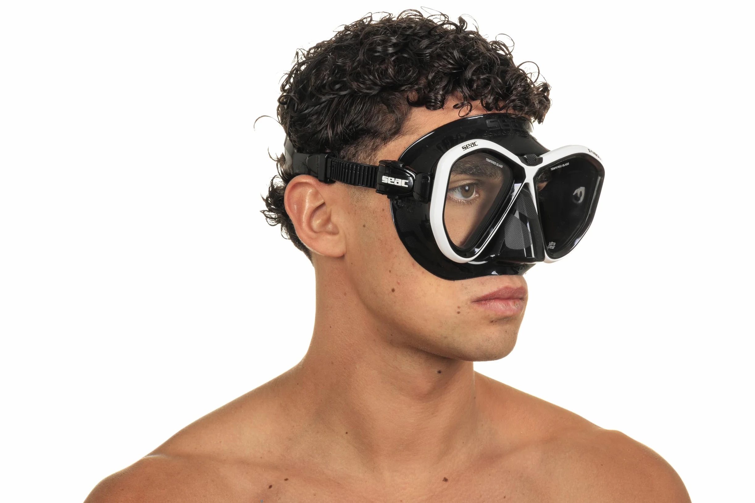 SEAC Symbol - máscara de Buceo Made in Italy con Dos Lentes y una Hebilla 3D Directamente en la Falda Unisex Adulto
