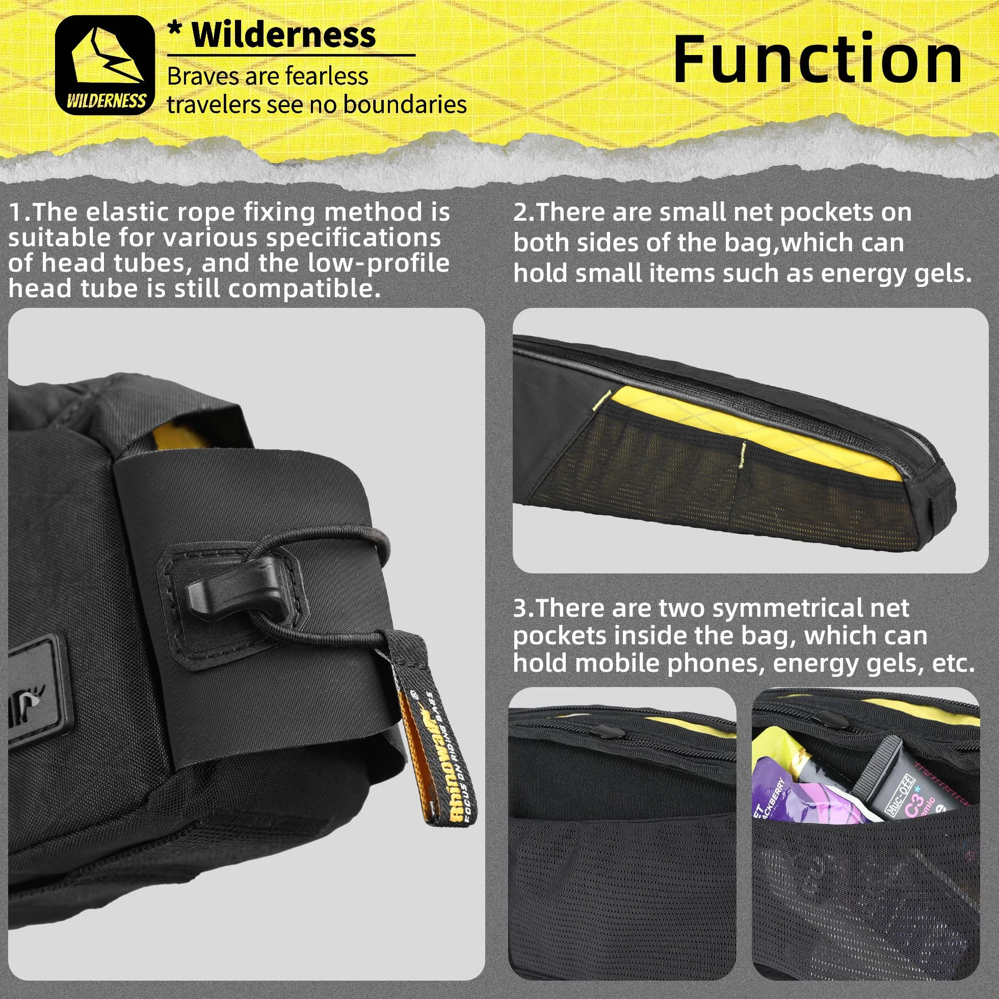 Rhinowalk Bolsa para Tubo Superior de Bicicleta, Impermeable, Accesorio Profesional para Montaña y Carretera (Versión Ampliada), 2,1 L