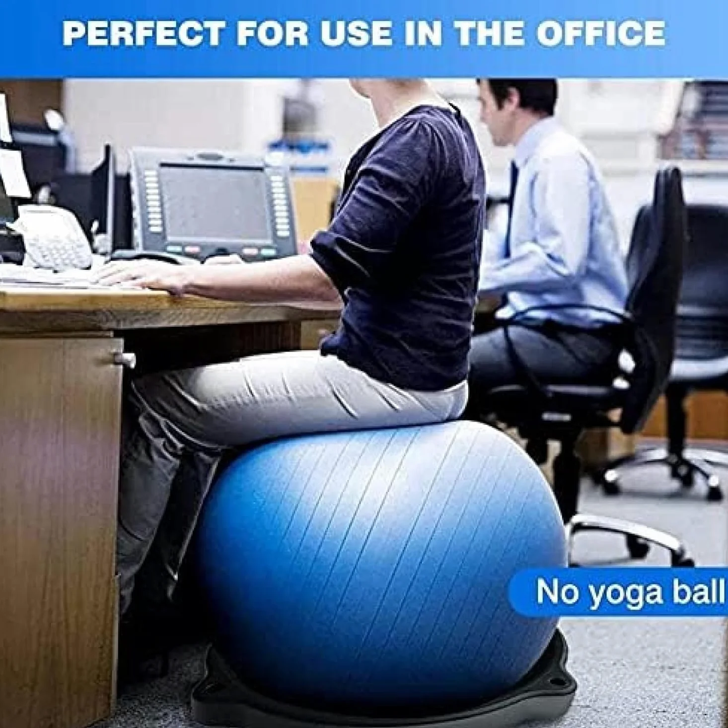 Pelota de Ejercicio Antideslizante con Base de Estabilidad y Bandas de Resistencia para Yoga, Pilates, Embarazo