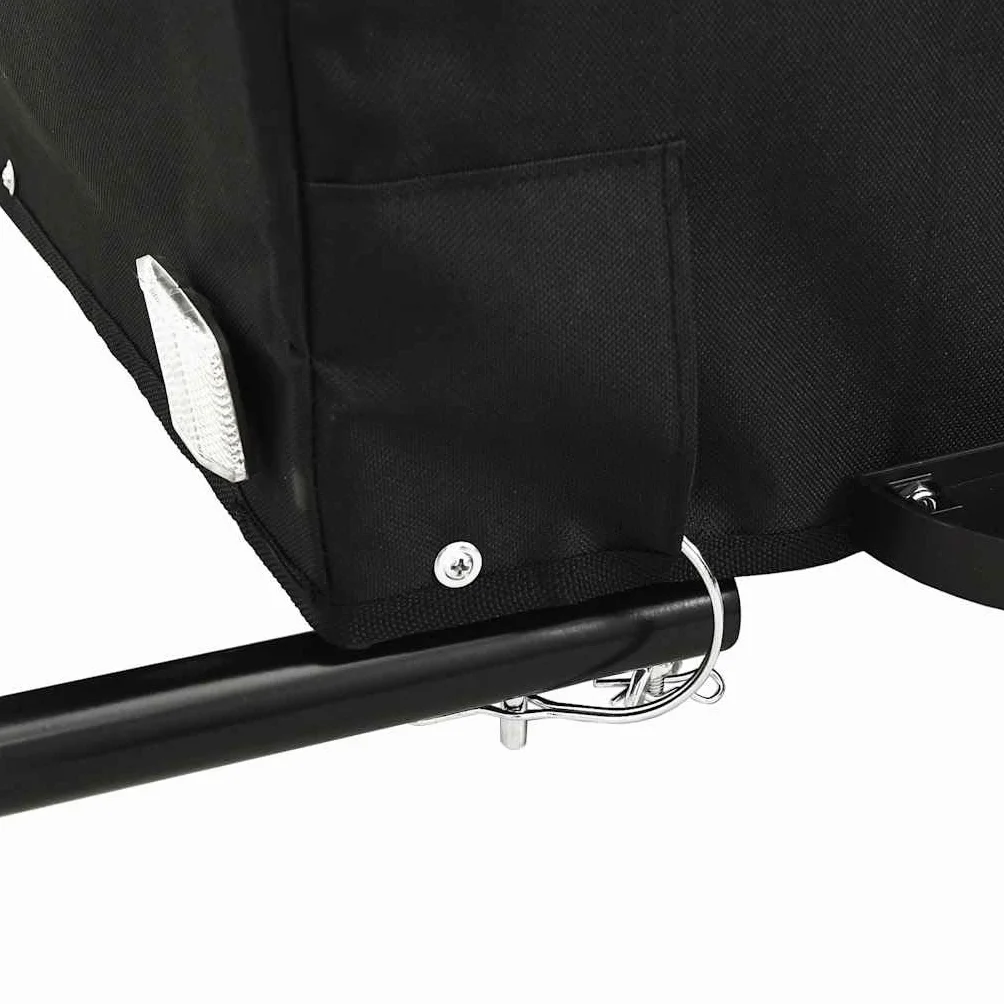 Remolque de bicicleta negro y rojo de hierro con capacidad de carga, 134 x 69 x, con barra de tracción y bandera de seguridad para cargas, transporte, compras y uso al aire libre