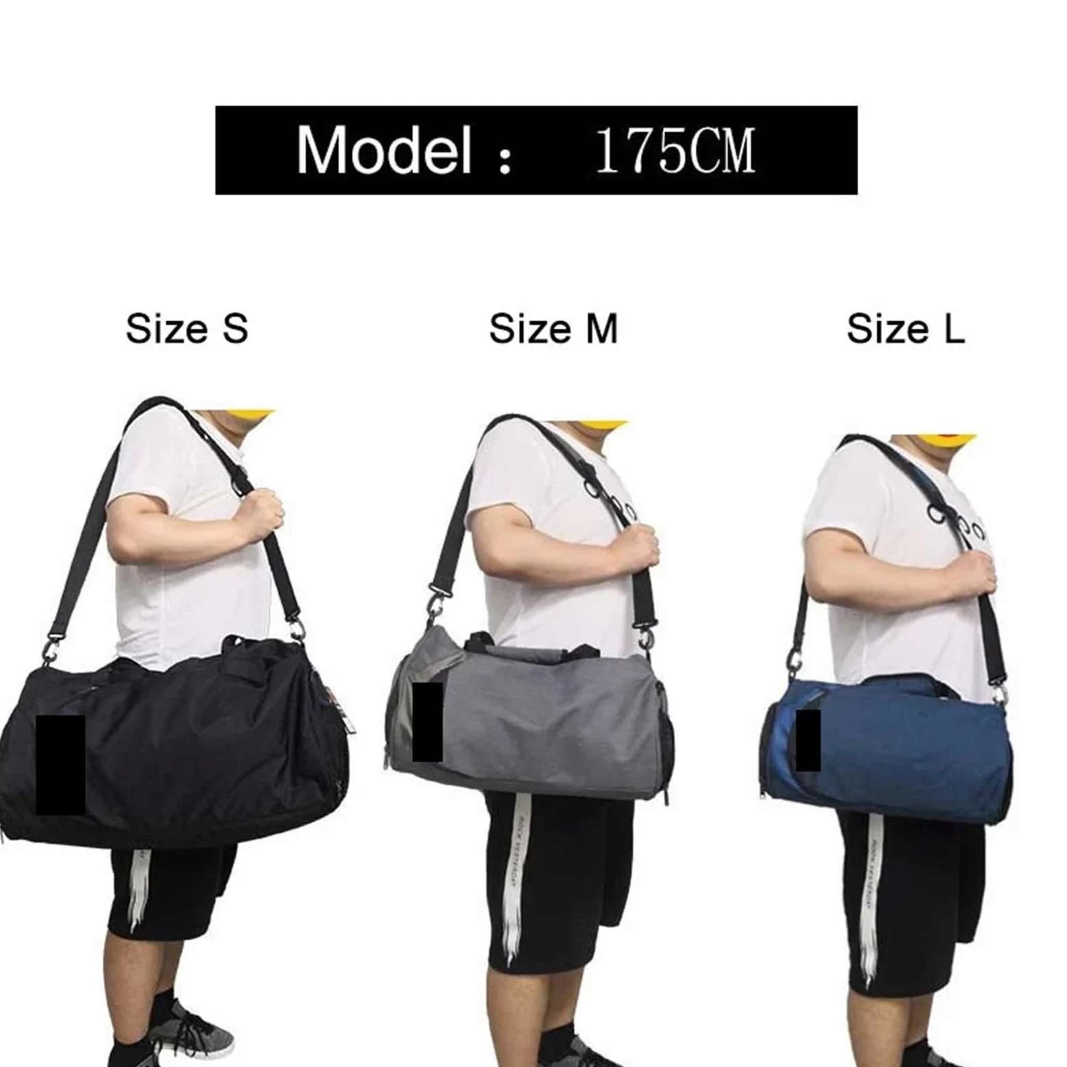 Bolsa de Deporte Bolsa Grande de Gimnasio for Hombre, Bolsas Fitness for Entrenamiento en seco y húmedo, Zapatos Yoga, Bolsos Hombro Viaje, Bolsa natación multifunción for Ejercicio(Black 43 * 25cm)
