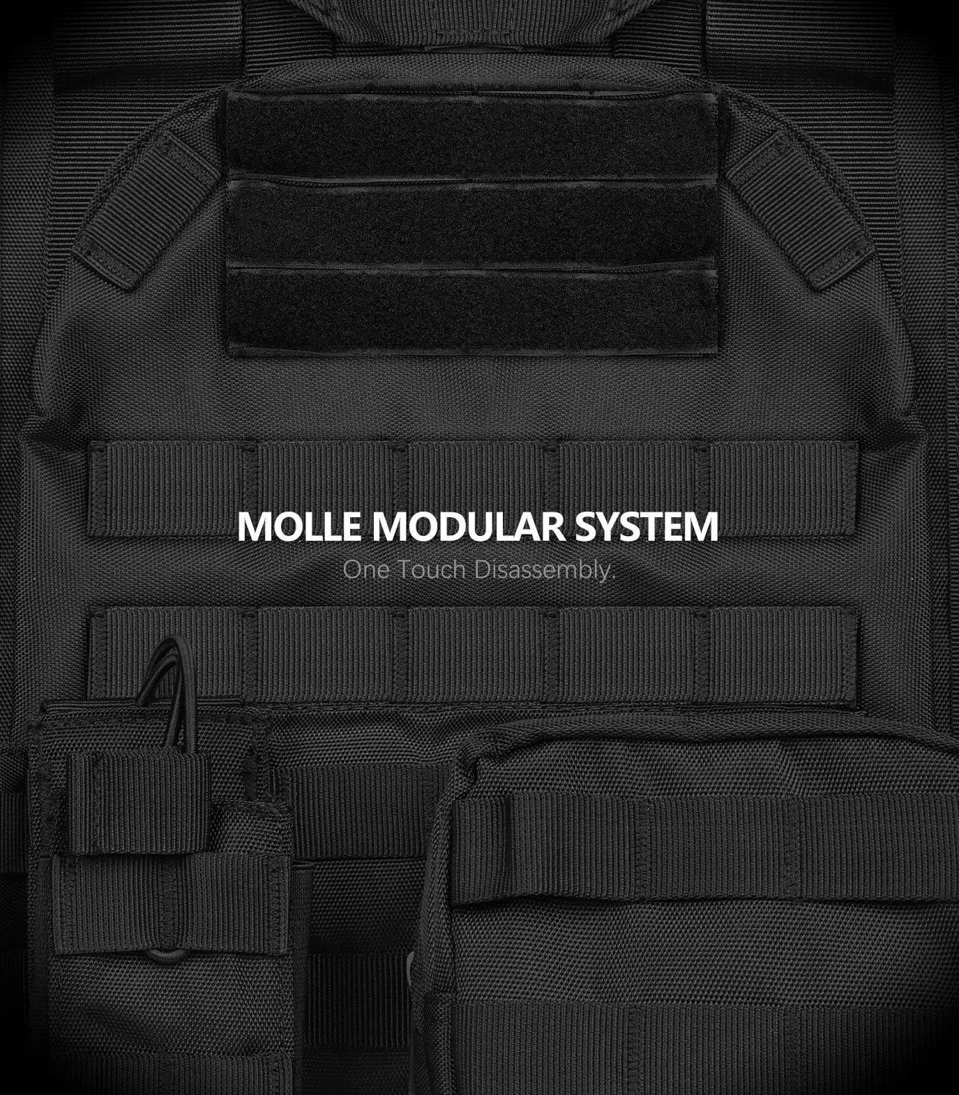 Feyachi Chaleco táctico magnético para airsoft, sistema MOLLO, chaleco táctico multifuncional de liberación rápida, chaleco táctico ajustable de cuerpo completo, chaleco de desmontaje con un solo
