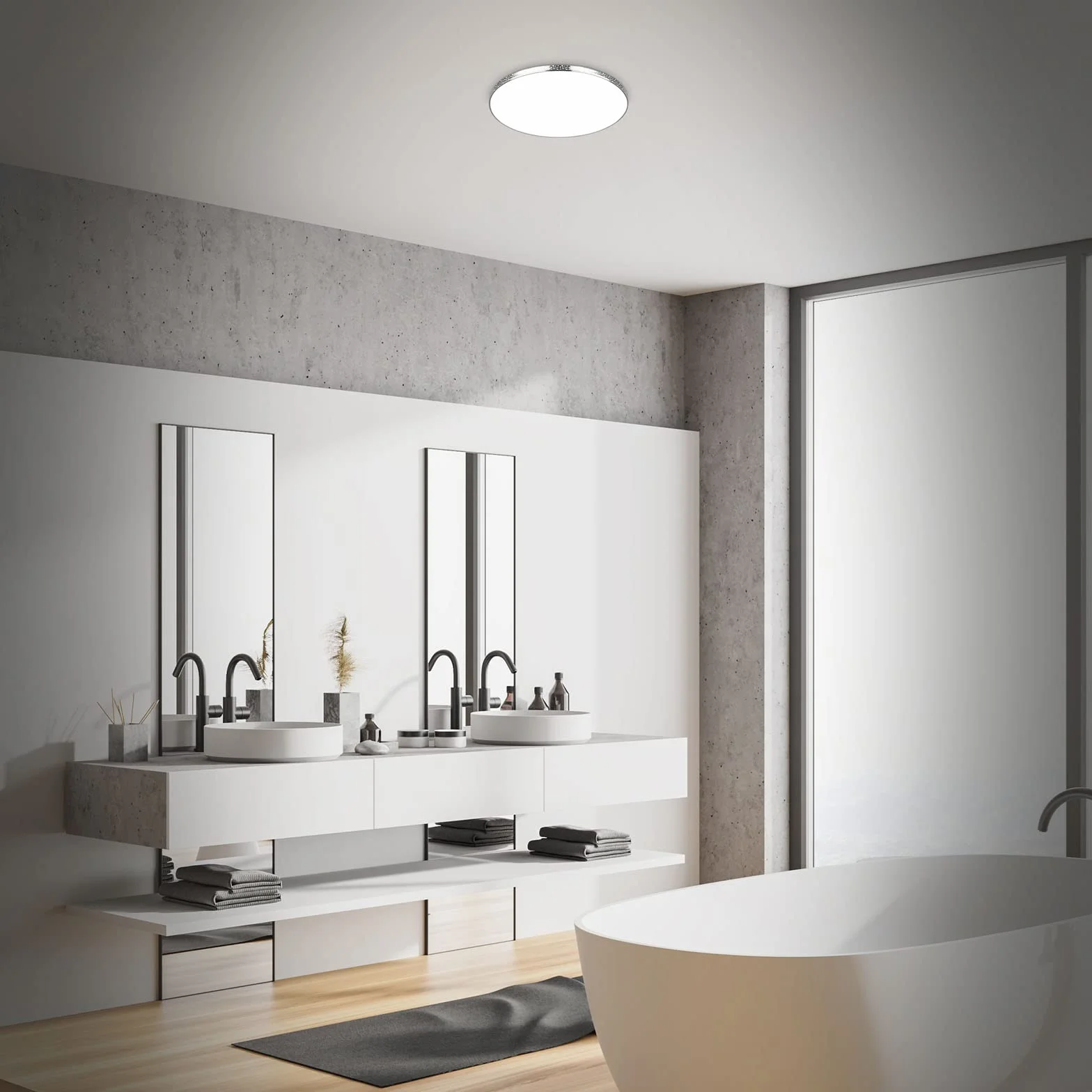 BRILONER Lámpara LED techo efecto brillo baño RGB IP44 temperatura color regulable cromo 355x65 mm