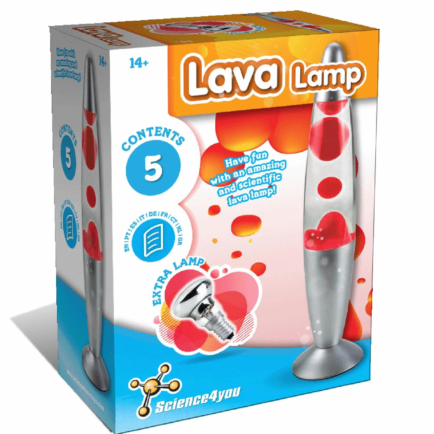 Science4you Lámpara de Lava Infantil Roja - Juguete Científico STEM con Luz de Noche para Niños 8-14+ Años