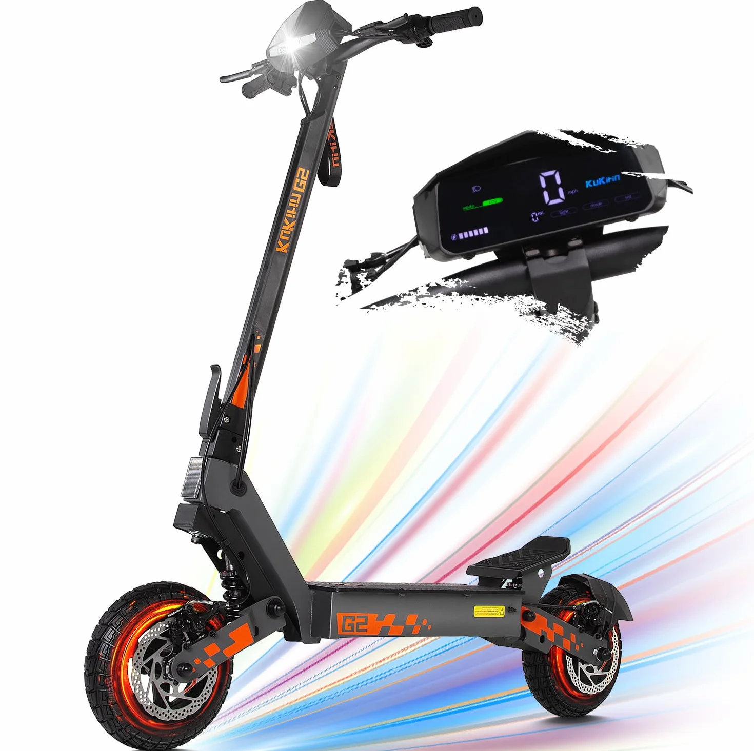 Patinete eléctrico para adulto Kukirin G2, motor 800 W, batería 48 V, 15 Ah, duración de hasta 55 km, patinete plegable portátil con pantalla táctil LCD HD, patinete eléctrico para adultos todo