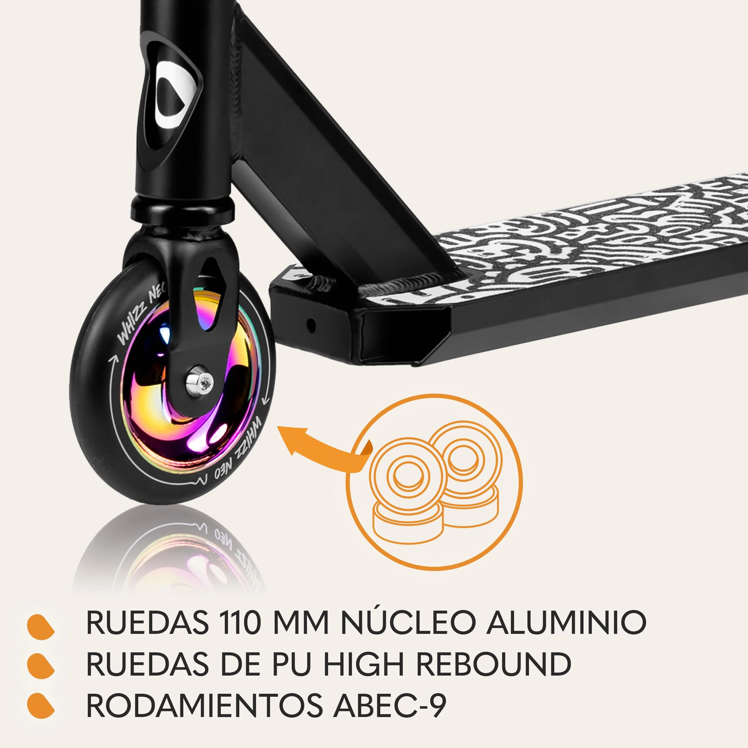 LIONELO Stunt Scooter para niños, Ruedas 110 mm, Freno Guardabarros, Cubierta Aluminio, Manillar T Ancho