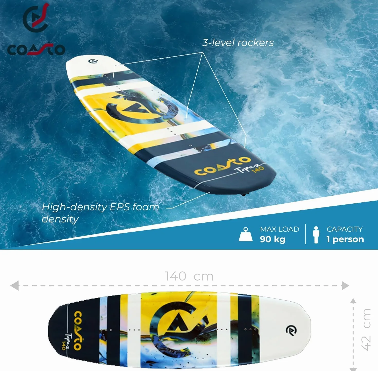 Brunelli Coasto Topaz 140 Mancuernas flexibles para wakeboard 39-46