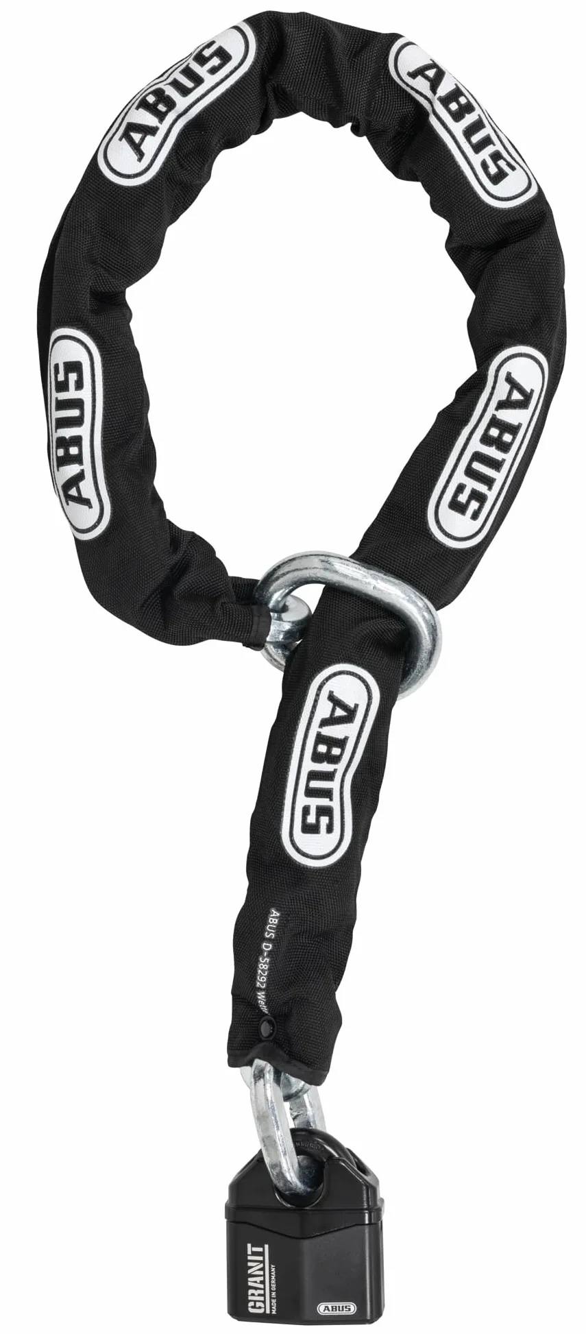 ABUS Combinación de candado y cadena GRANIT™ Power Chain 37RK/80 14KS Black Loop - Candado de cadena para motos y remolques de barcos - Nivel de seguridad 20