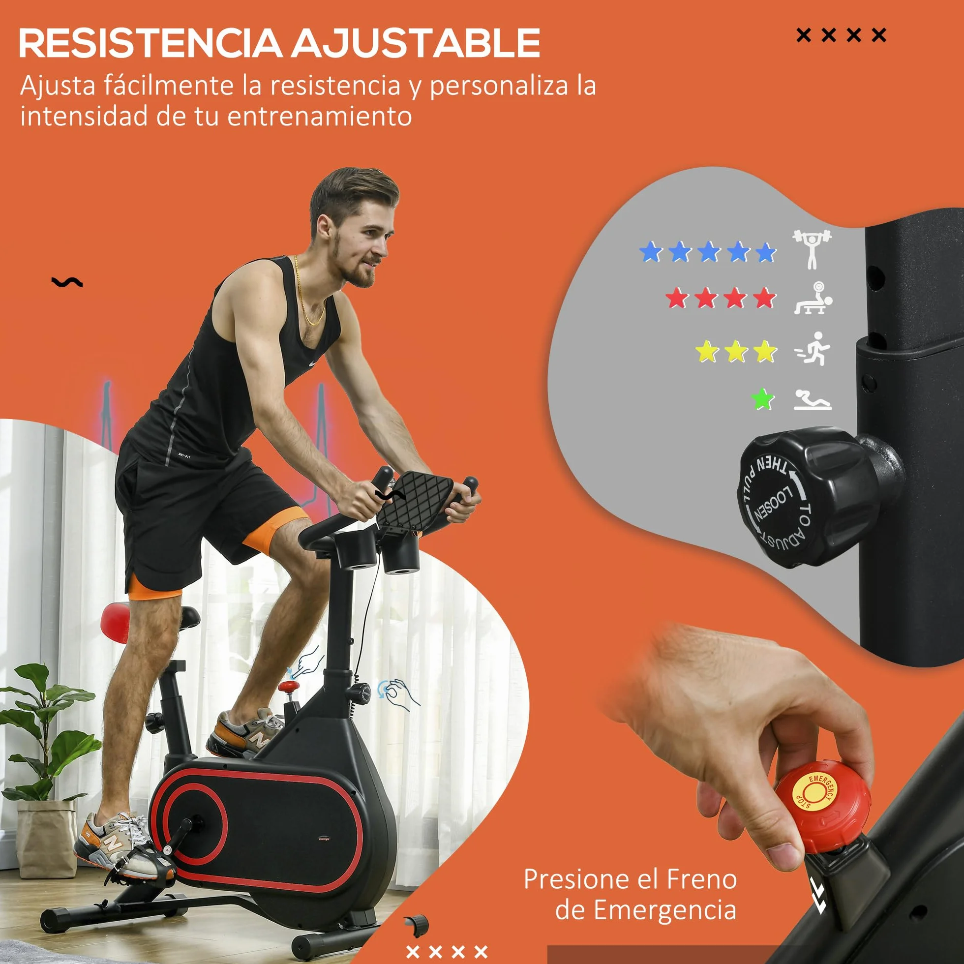 SPORTNOW Bicicleta Estática Bici Estática con Volante de Inercia 4 kg Resistencia Magnética Ajustable Pantalla LCD Silencioso Asiento Ajustable y Soporte de Vasos Carga 120 kg para Casa Gimnasio