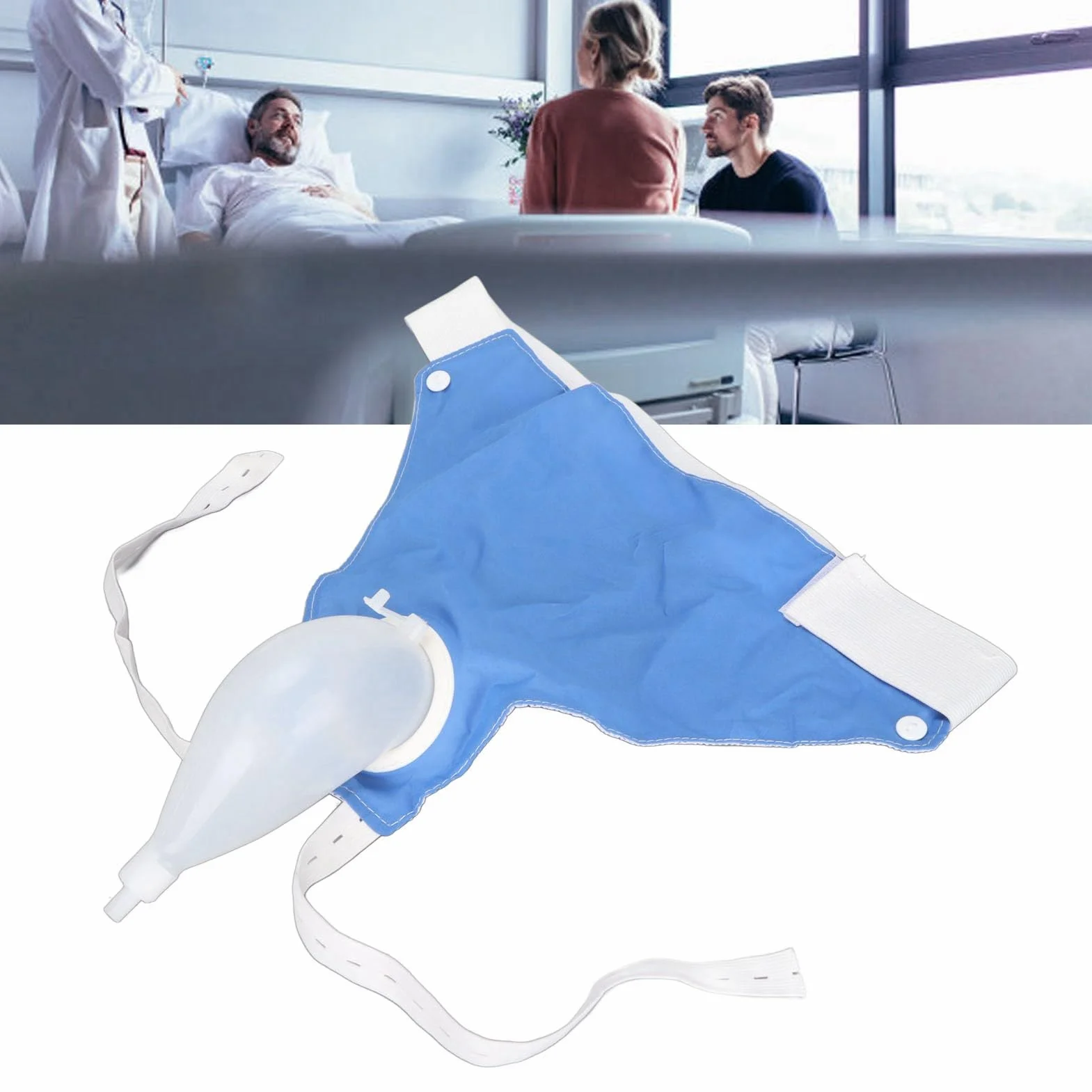 Bolsa de orina portátil 1000 ml 2000 ml para incontinencia cintura colector con catéter hombres mayores