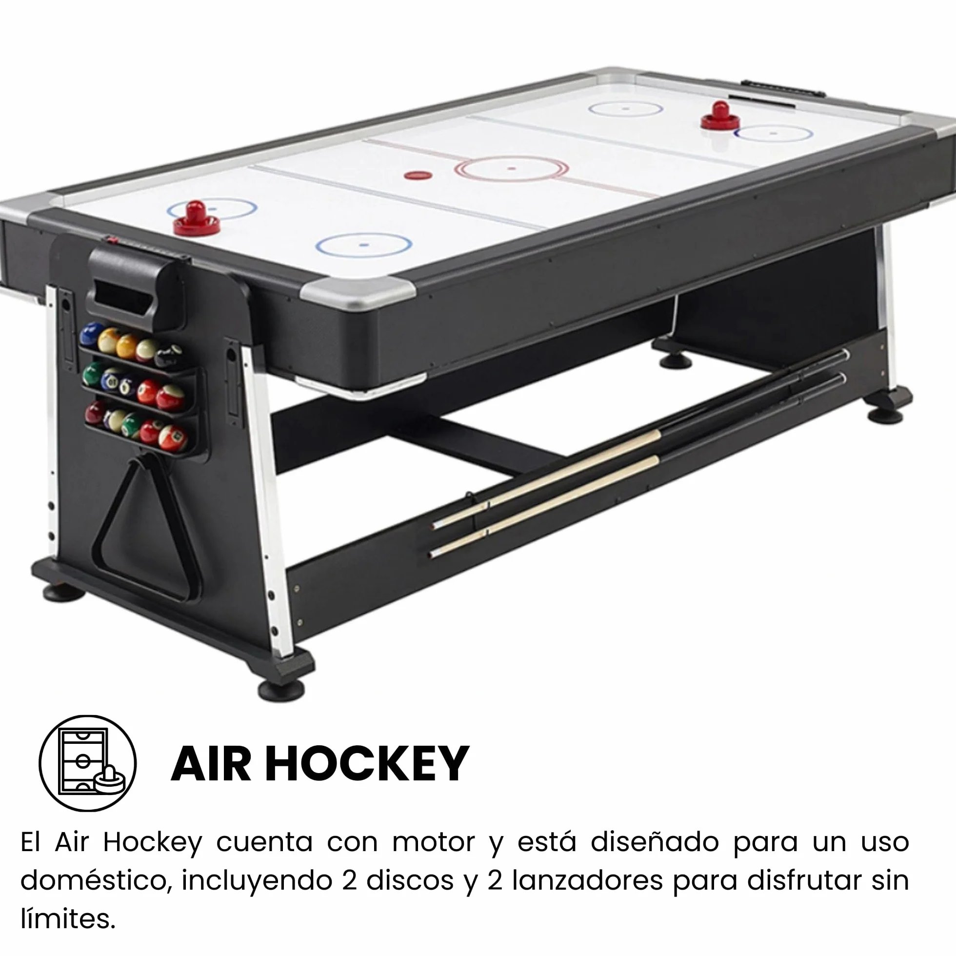 DEVESSPORT Multijuego Giratorio 4 en 1 Olimpus Mesa de Billar Air Hockey Ping-Pong Mesa de Comedor 203.5x112x81 cm