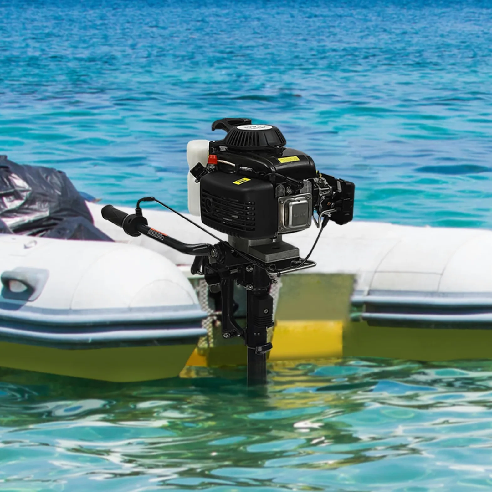 Motor fueraborda de 4 tiempos, motor fueraborda de gasolina 3HP, motor fueraborda de gasolina, arranque y refrigeración por aire, para botes hinchables, barcos de pesca, veleros