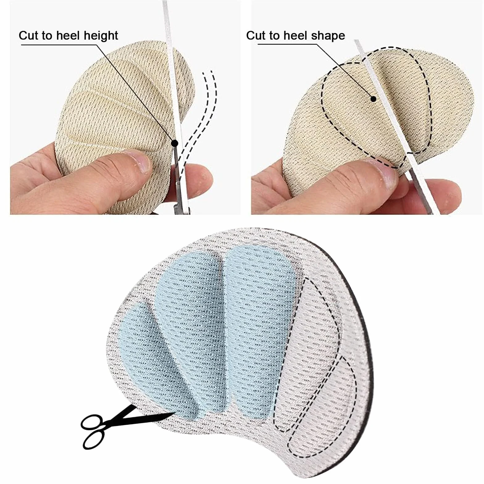 Almohadillas para Talón Autoadhesivas Antirrozadura, Ajustador de Talla, Rellenos para Zapatos Grandes