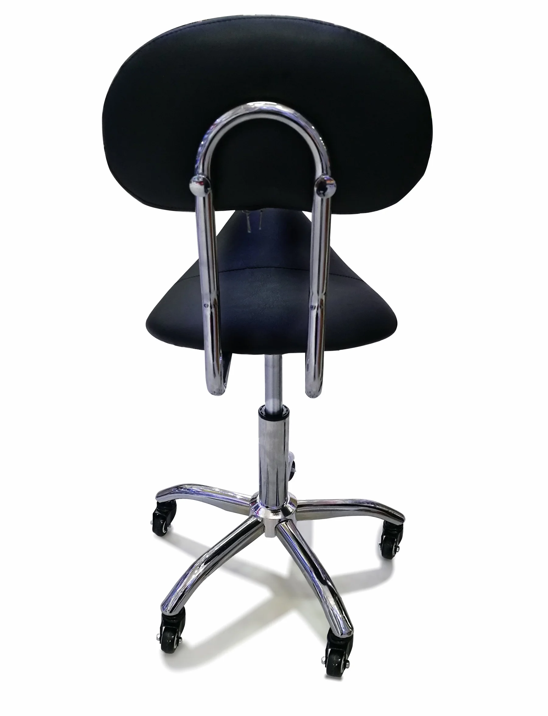 Taburete de Peluquería Silla Giratorio 360º Altura Regulable Cuero Sintético Negro