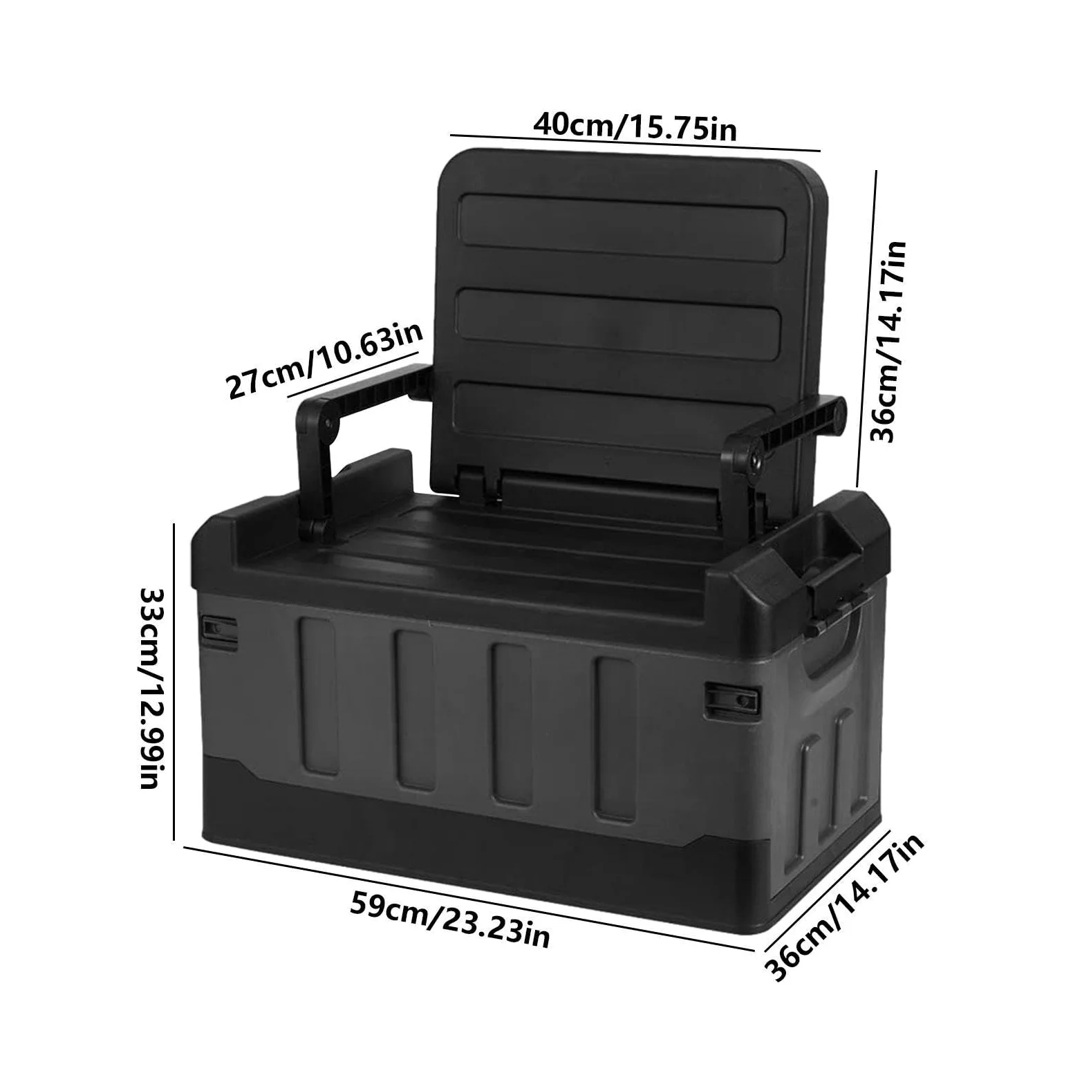 Caja de aparejos de pesca para coche, asiento plegable 3 en 1 y bandejas de almacenamiento de doble capa, organizador de almacenamiento de gran capacidad para equipo, herramientas y accesorios