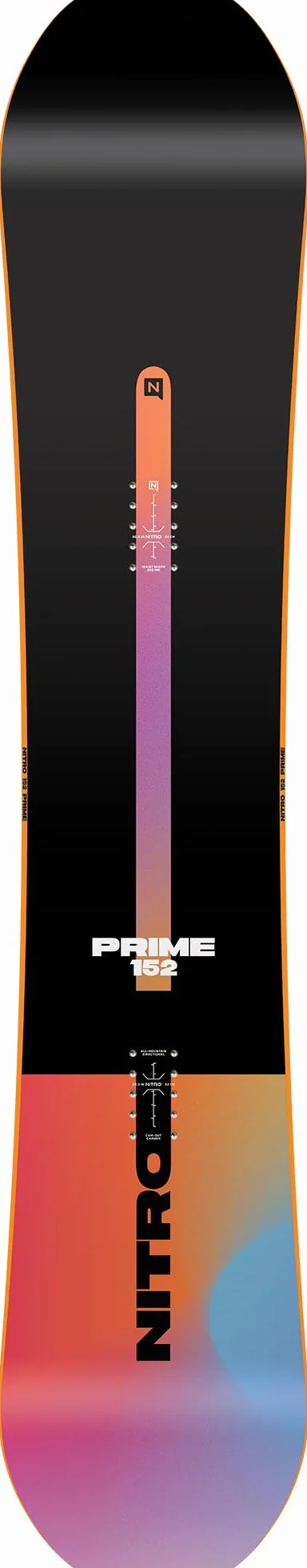 Nitro Tabla de Snowboard para Hombre Prime Chroma CAM-out Board´25, Allmountainboard, Directional, Flat-out Rocker, All-Terrain, Mid-Wide & Wide