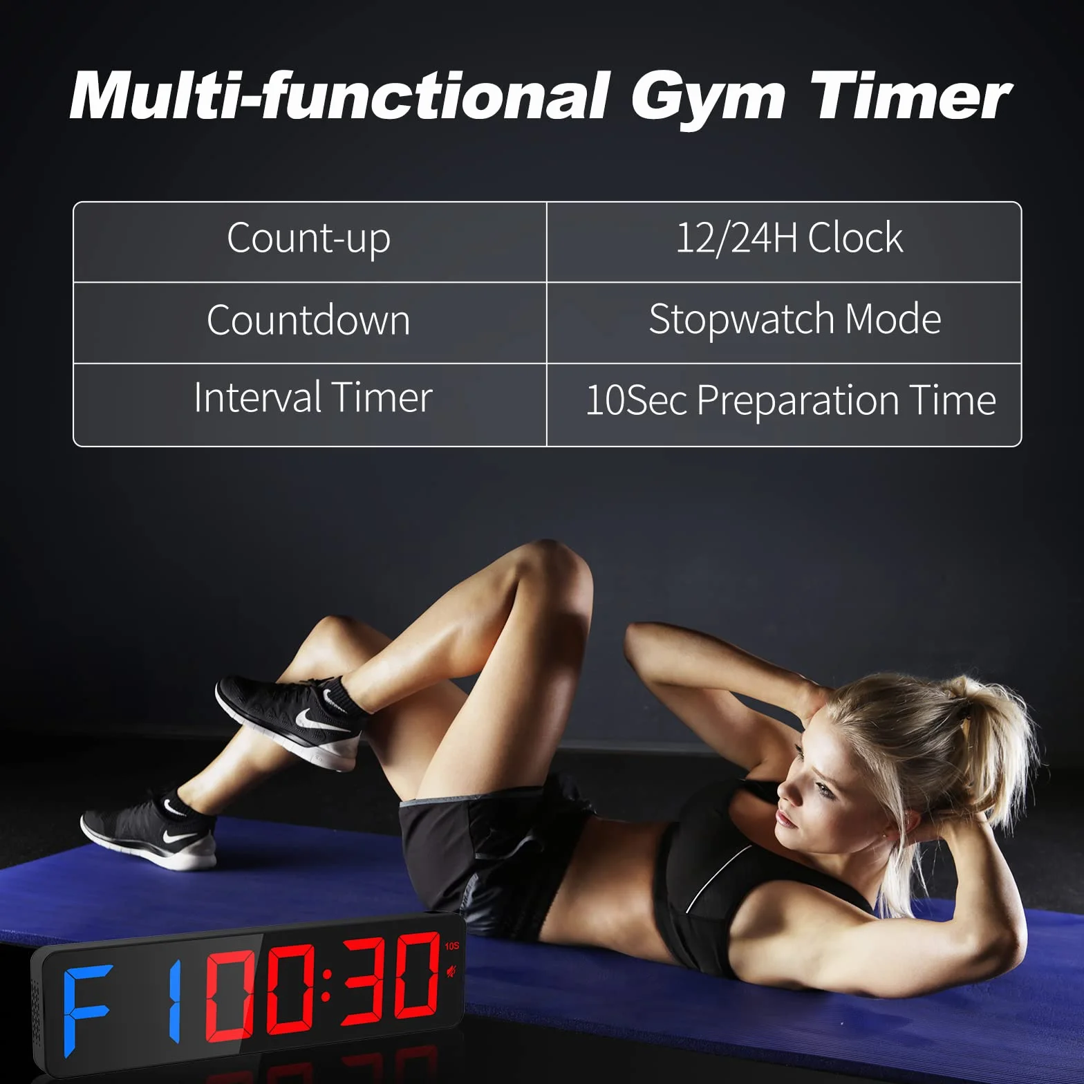 ANJANK Temporizador de Gimnasio Reloj de Pared Digital LED Grande de 15'', Timer de Intervalo con Cronómetro,Cuenta Regresiva/Ascendente,Volumen Ajustable,Timer de Entrenamiento con Control Remoto