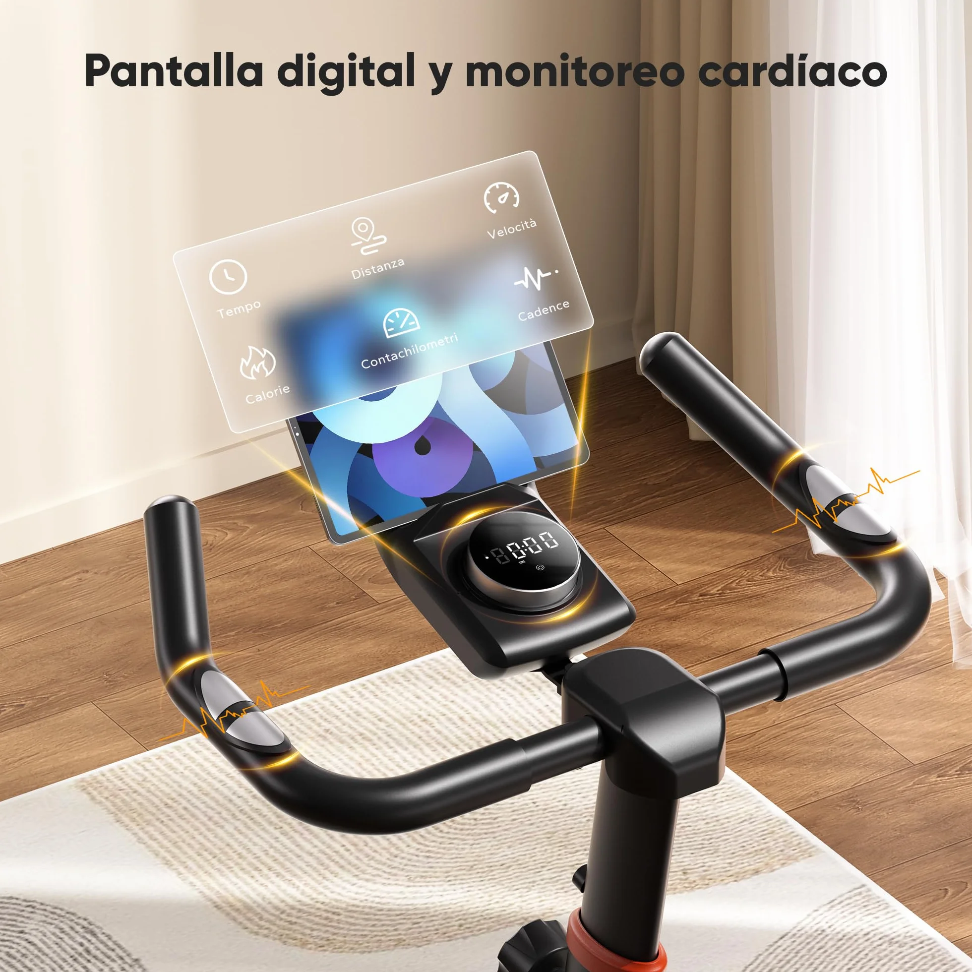 GIDGIMO 2026 Nuevo Bicicleta Estática Silenciosa para Casa con Resistencia Ajustable, Asiento Transpirable, Monitor LCD, Pulsómetro, Entrenamiento en Casa, Capacidad Máxima 150 kg