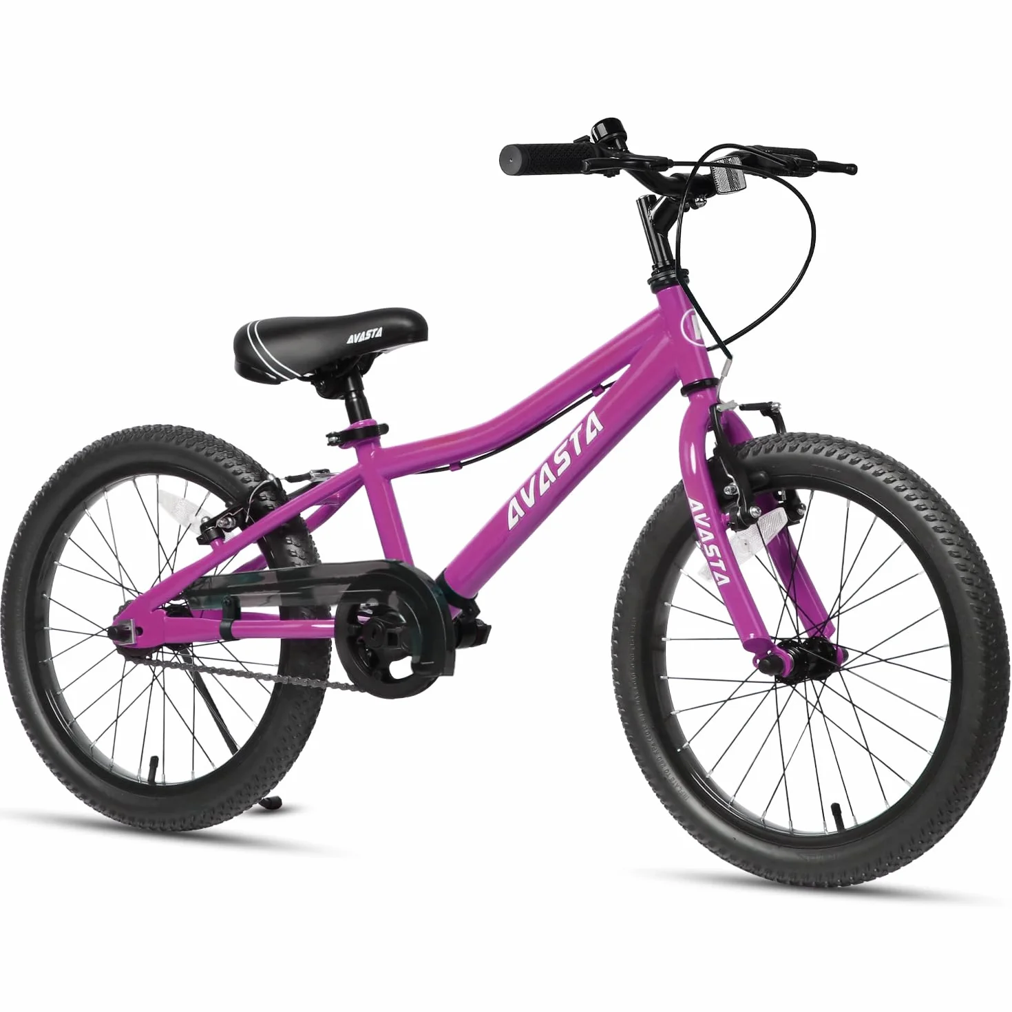AVASTA Bilbo Bicicleta Infantil de 18, 20 y 24 Pulgadas para niños y niñas de Entre 5 y 14 años, con Manillar y sillín Ajustables, Dos Frenos V-Brake y un Soporte