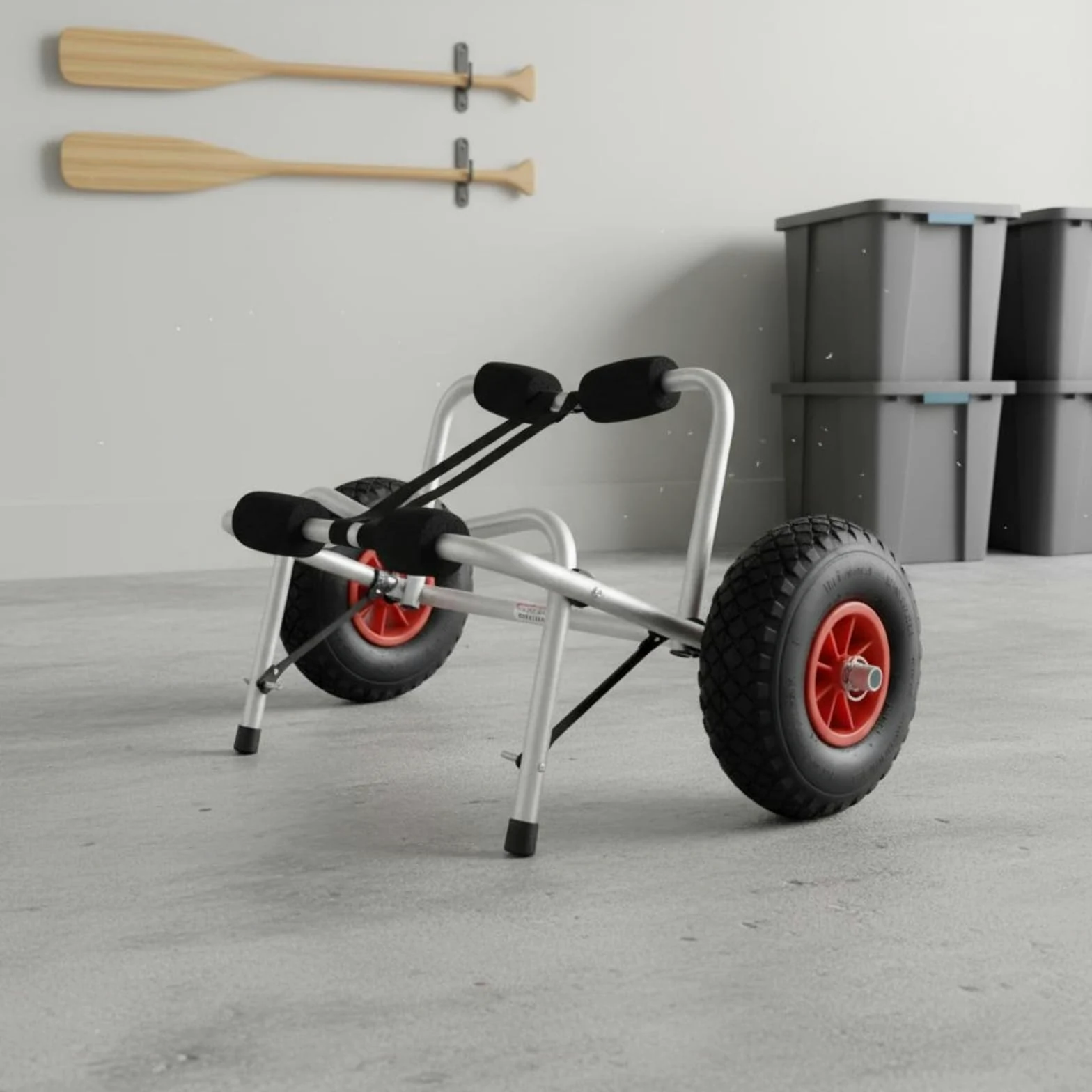 Carrito de Kayak Plegable Carro Remolque Soporte Transporte Carga Marco de Aluminio con Neumáticos Inflables y Acolchado de Espuma Adecuado para Embarcadero Lago Excursiones